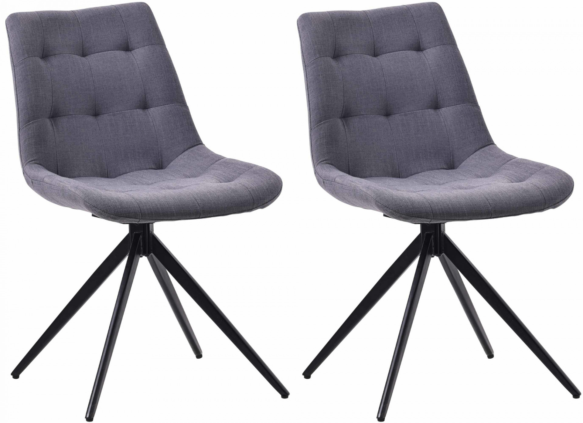 2er Set Esszimmerstuhl Merna Stoff, dunkelgrau