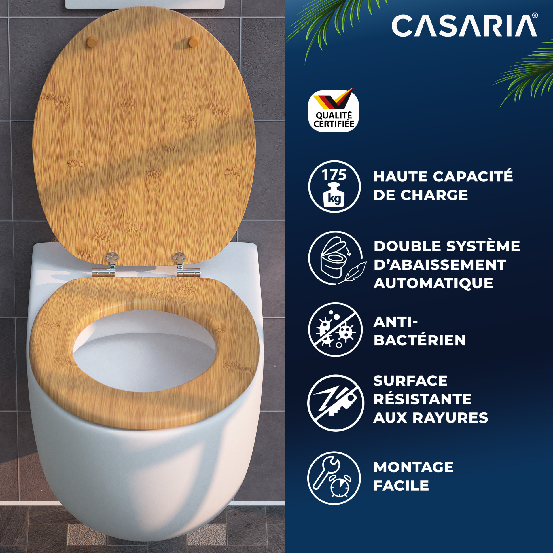 Toilettensitz Bambus mit Absenkautomatik MDF