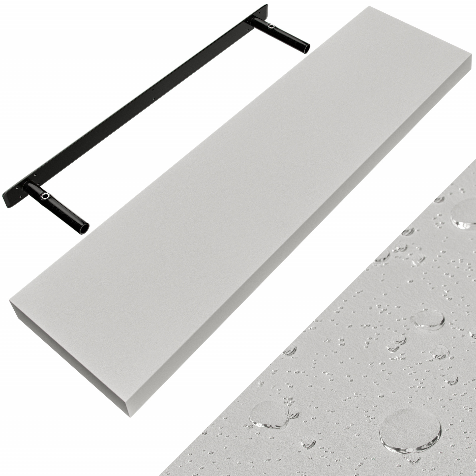 Wandregal Schweberegal 90cm Weiß + Halterung