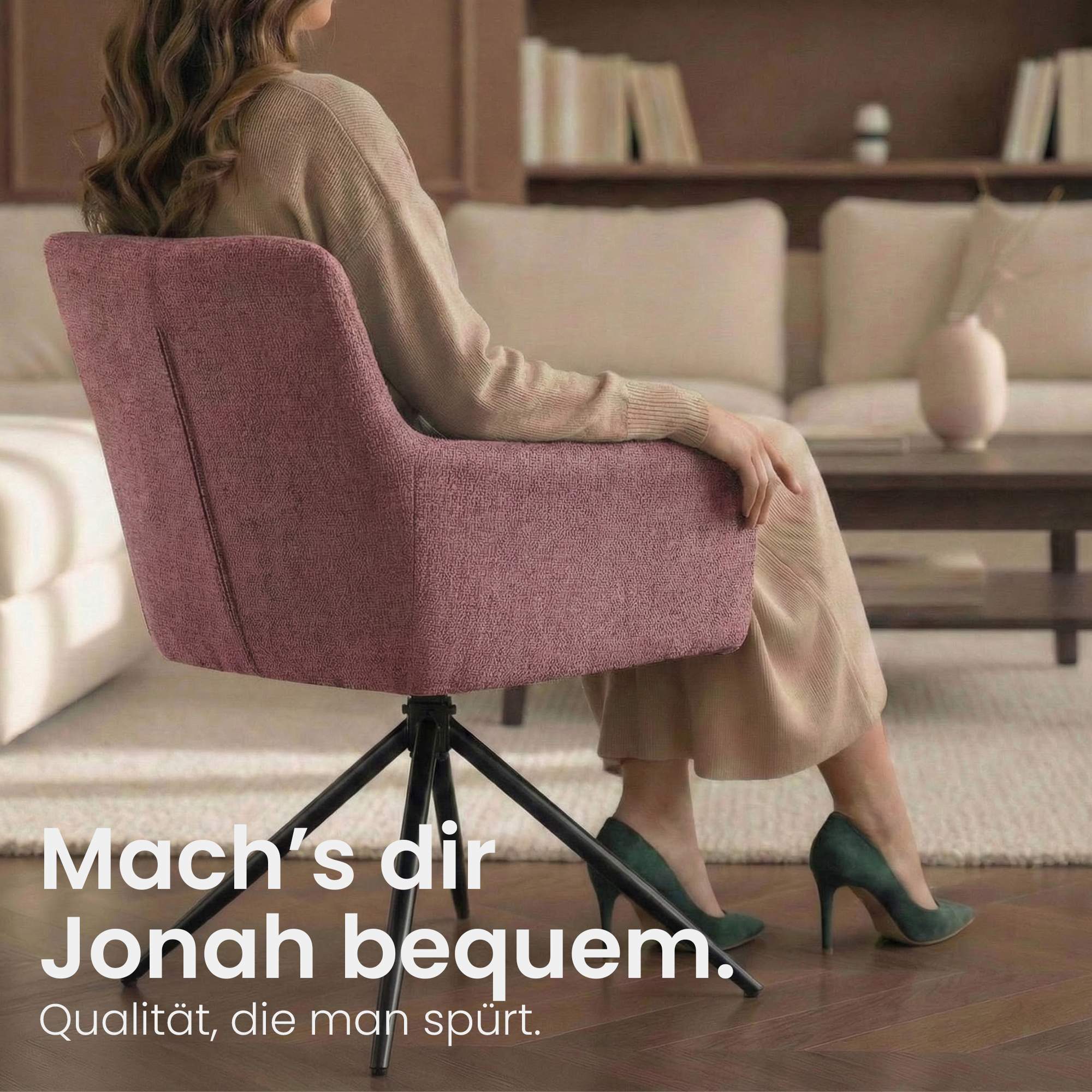 2er Set Esszimmerstuhl Jonah Stoff, rubinrot