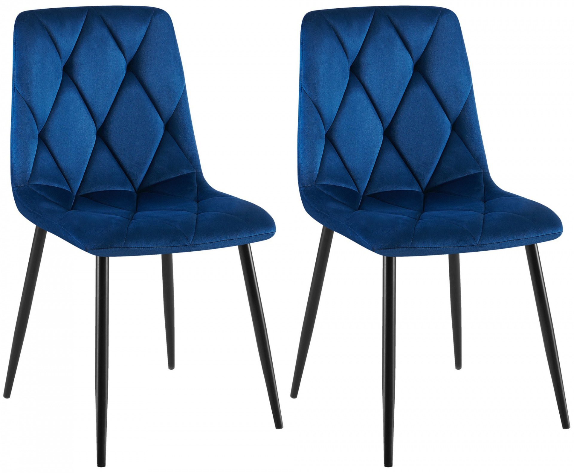 2er Set Esszimmerstuhl Clairton Samt, dunkelblau