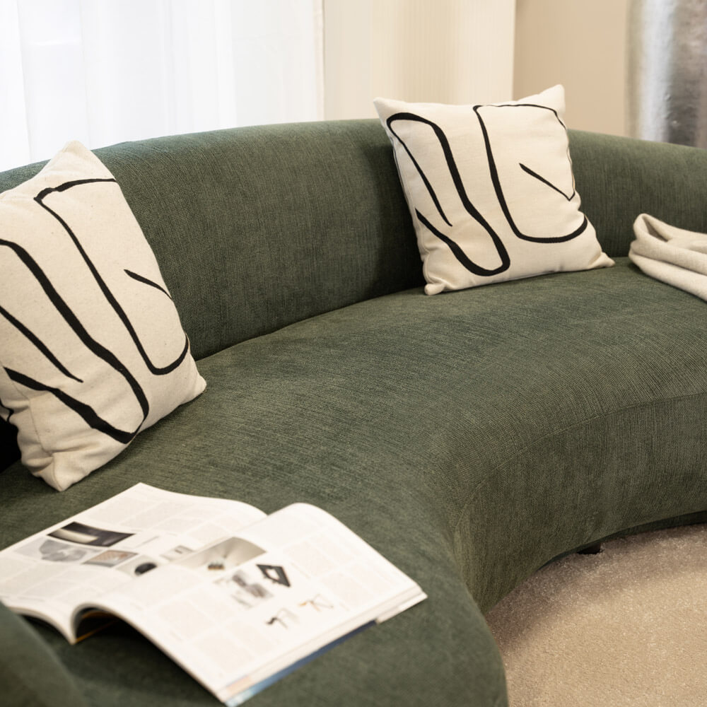 Sofa CASARA Webstoff Dunkelgrün - 258 x 128 x 72 cm