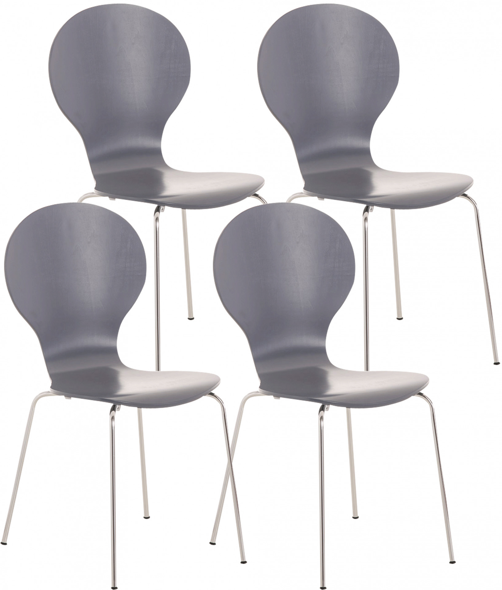 4er Set Besucherstuhl Diego, grau