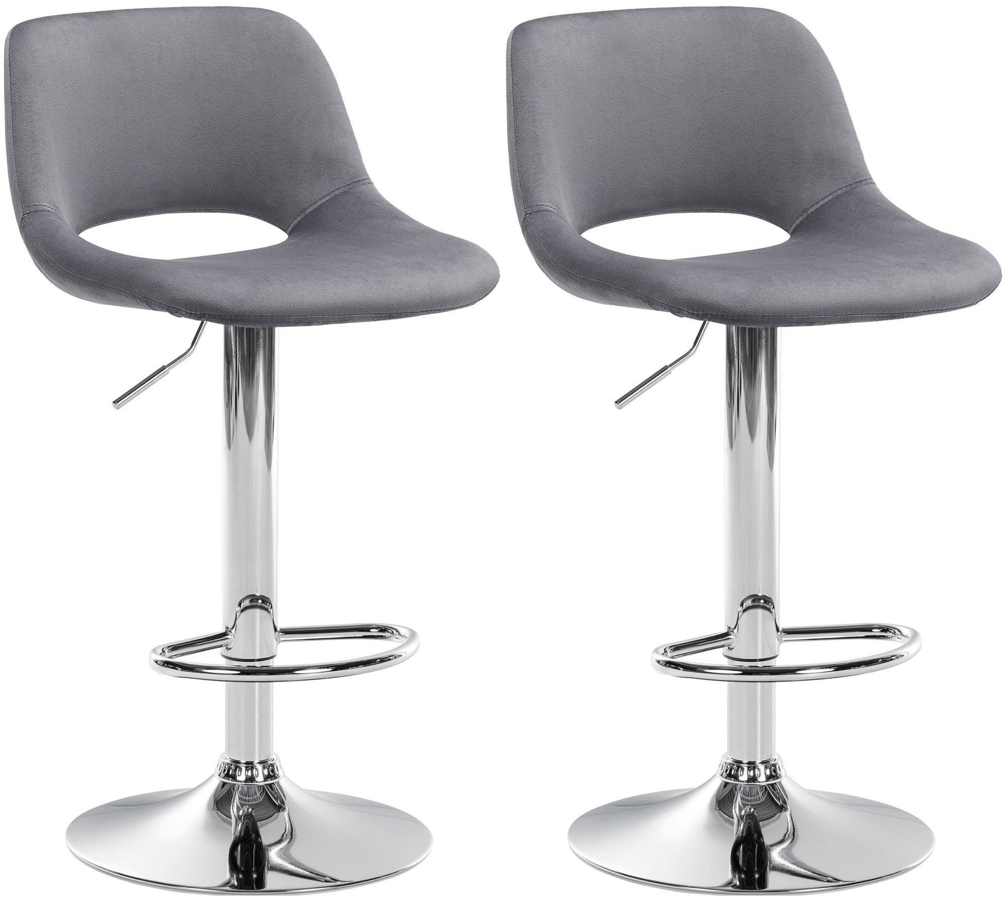 2er Set Barhocker Camden Samt chrom, dunkelgrau