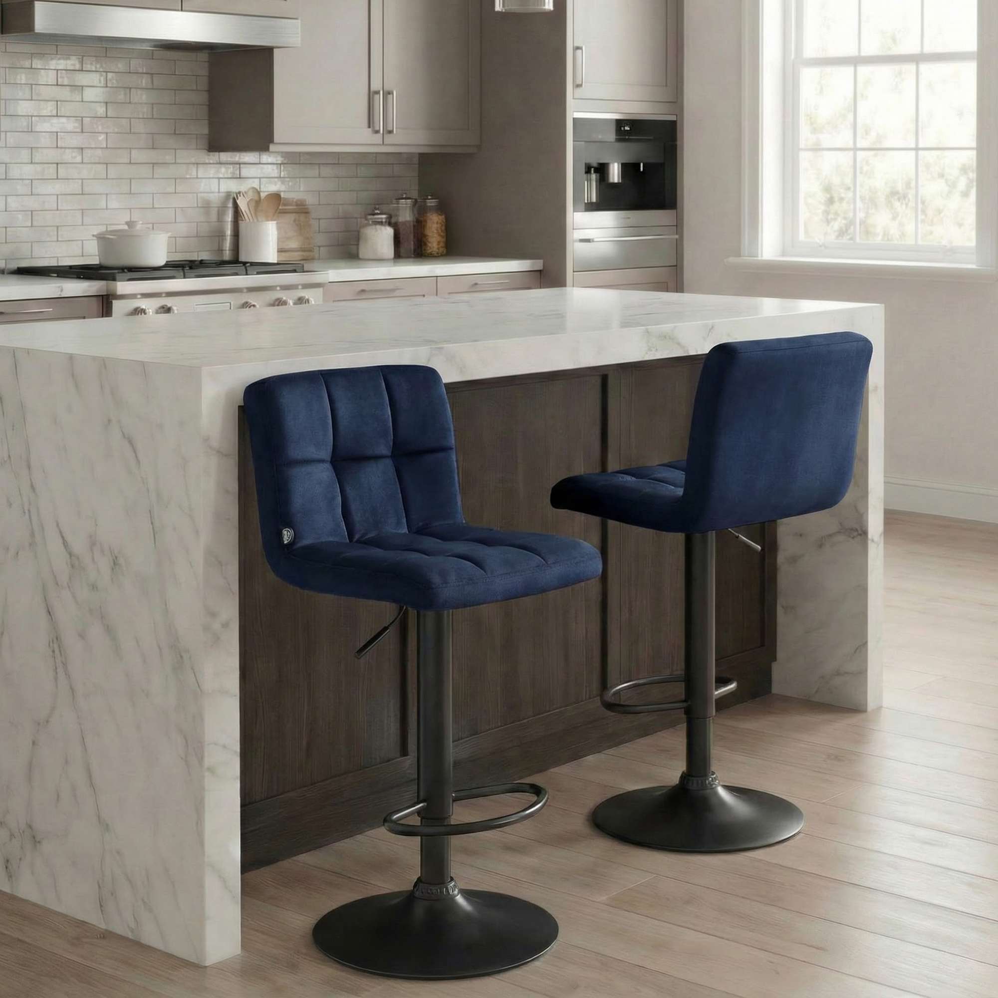 Barhocker Peru Samt schwarz, blau