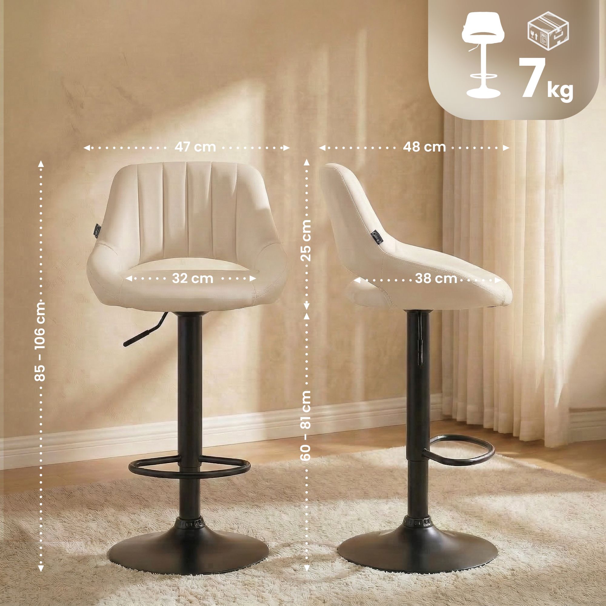 Barhocker Milet Kunstleder schwarz, creme