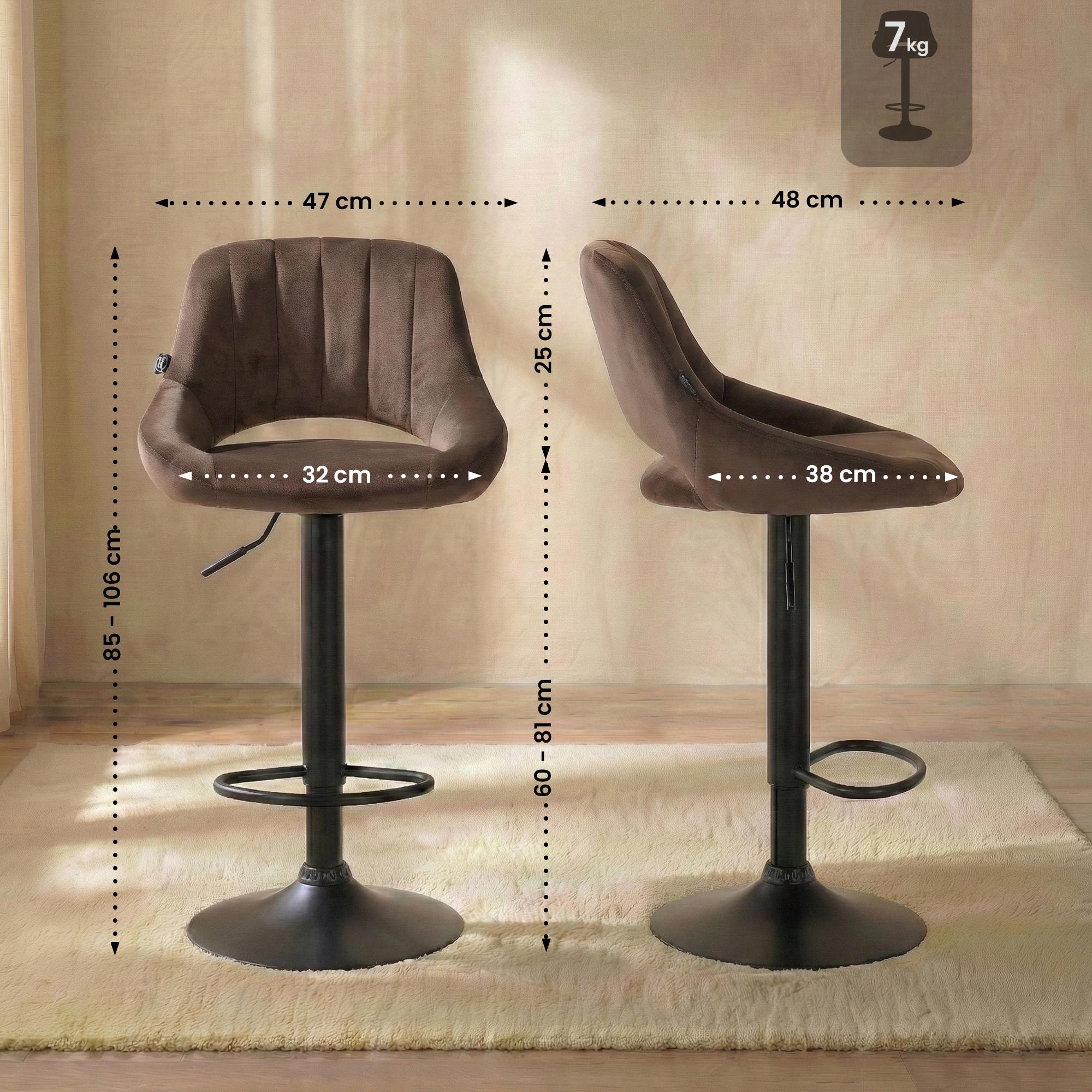 2er Set Barhocker Milet Samt B, braun