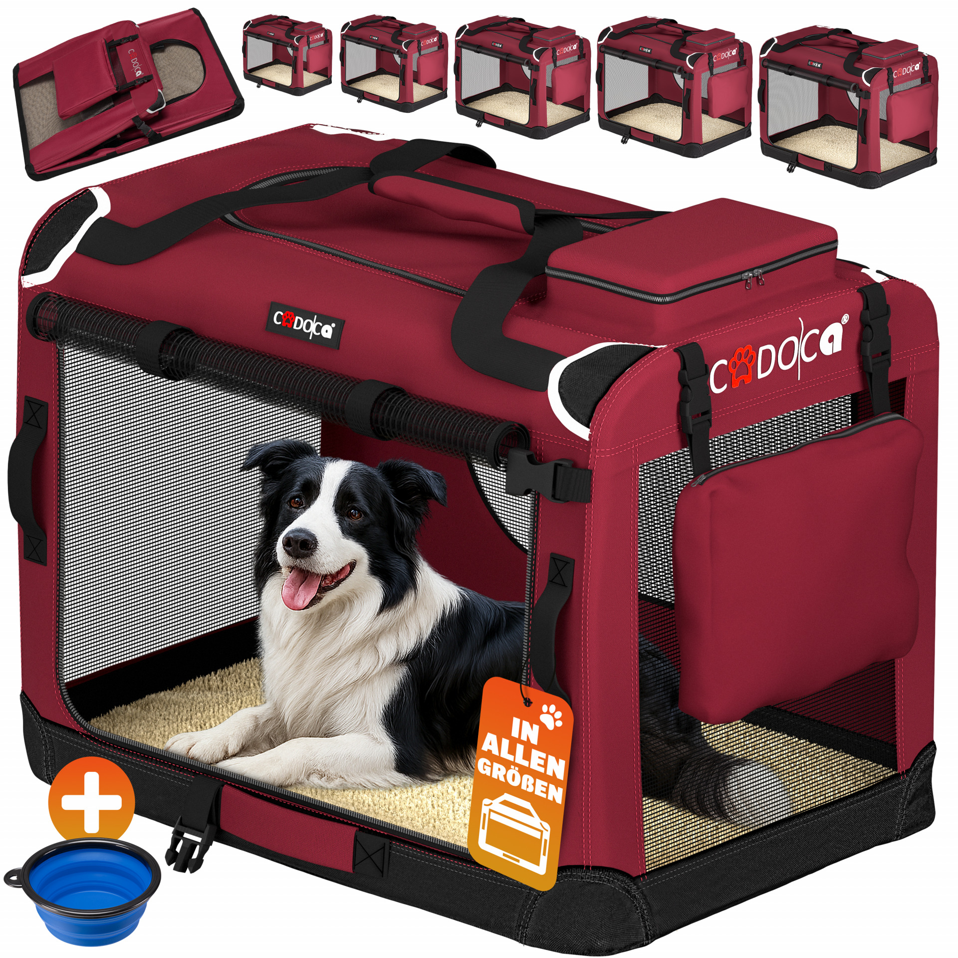 Hundebox faltbar XL 82x58x58cm Dunkelrot