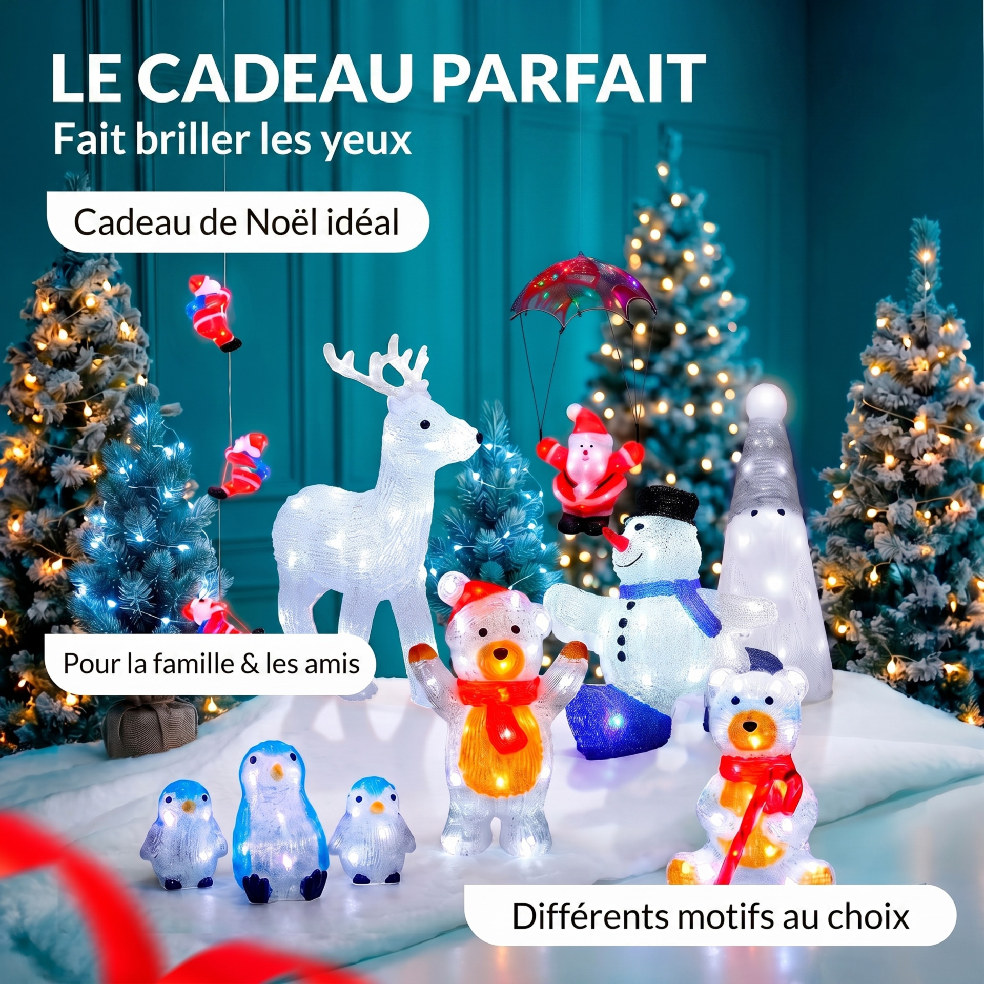 LED Acryl Figur Weihnachten Teddy stehend