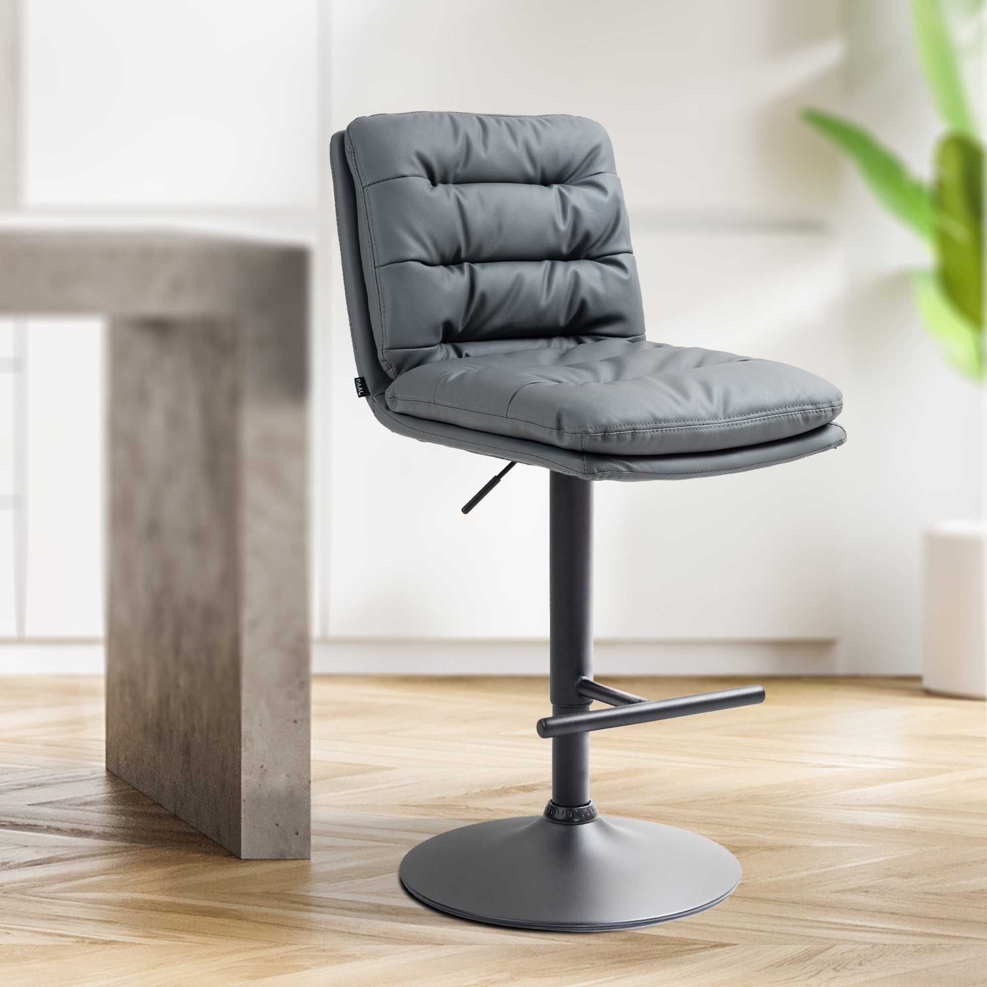 2er Set Barhocker Damar Kunstleder schwarz, grau