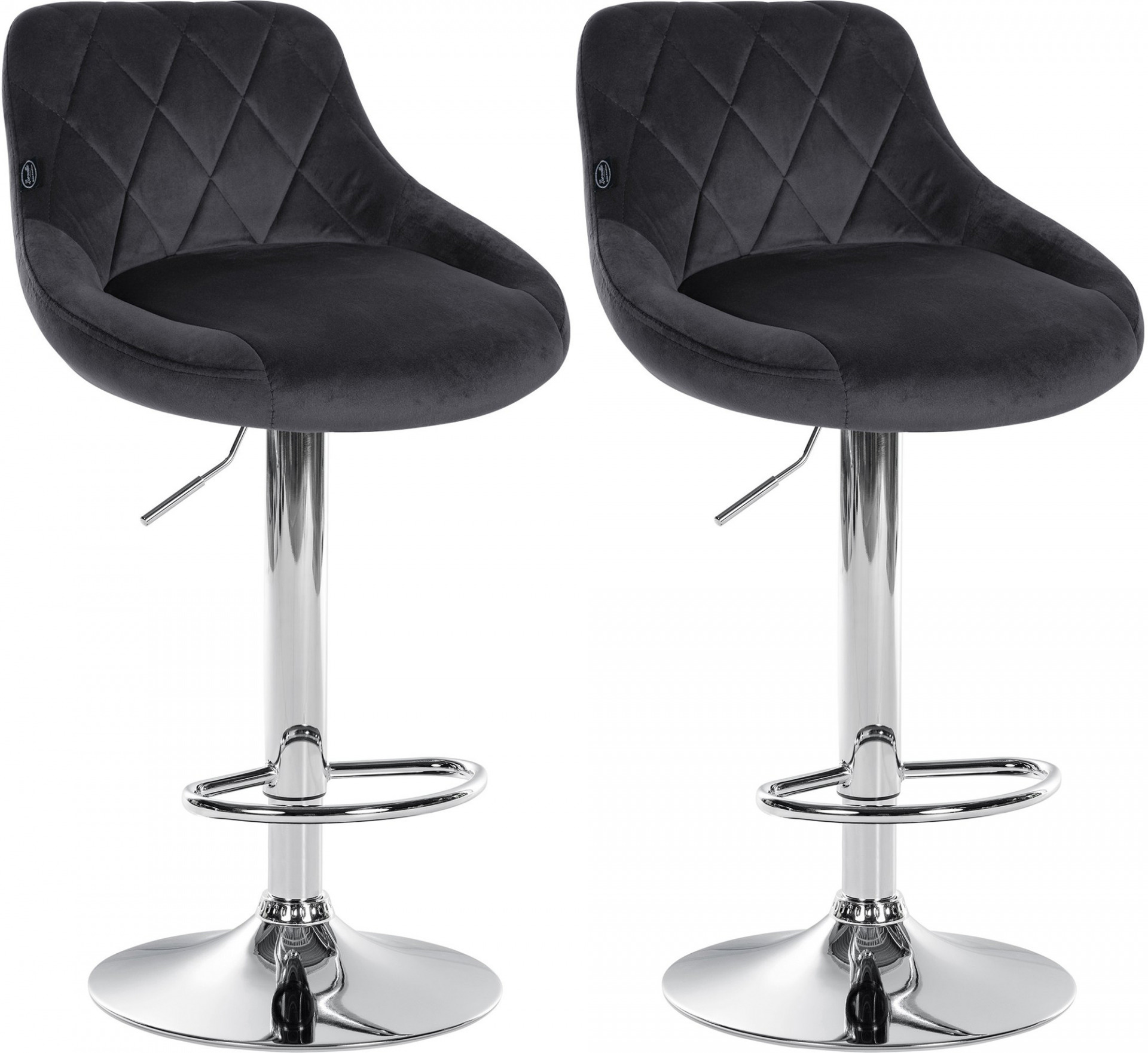 2er Set Barhocker Lazio Samt chrom, dunkelgrau