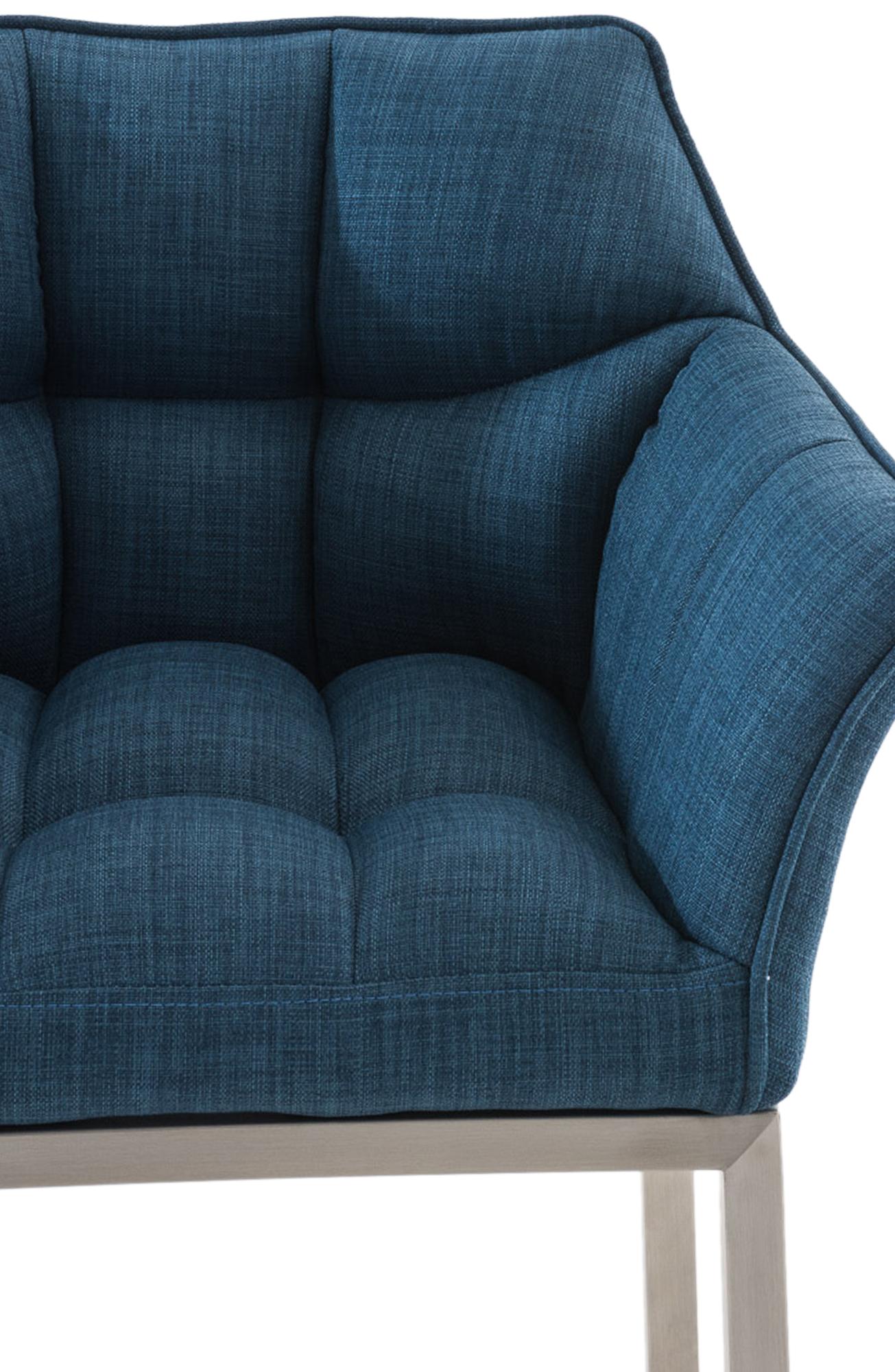 Barhocker Damaso E Stoff mit 4-Fuß Gestell, blau