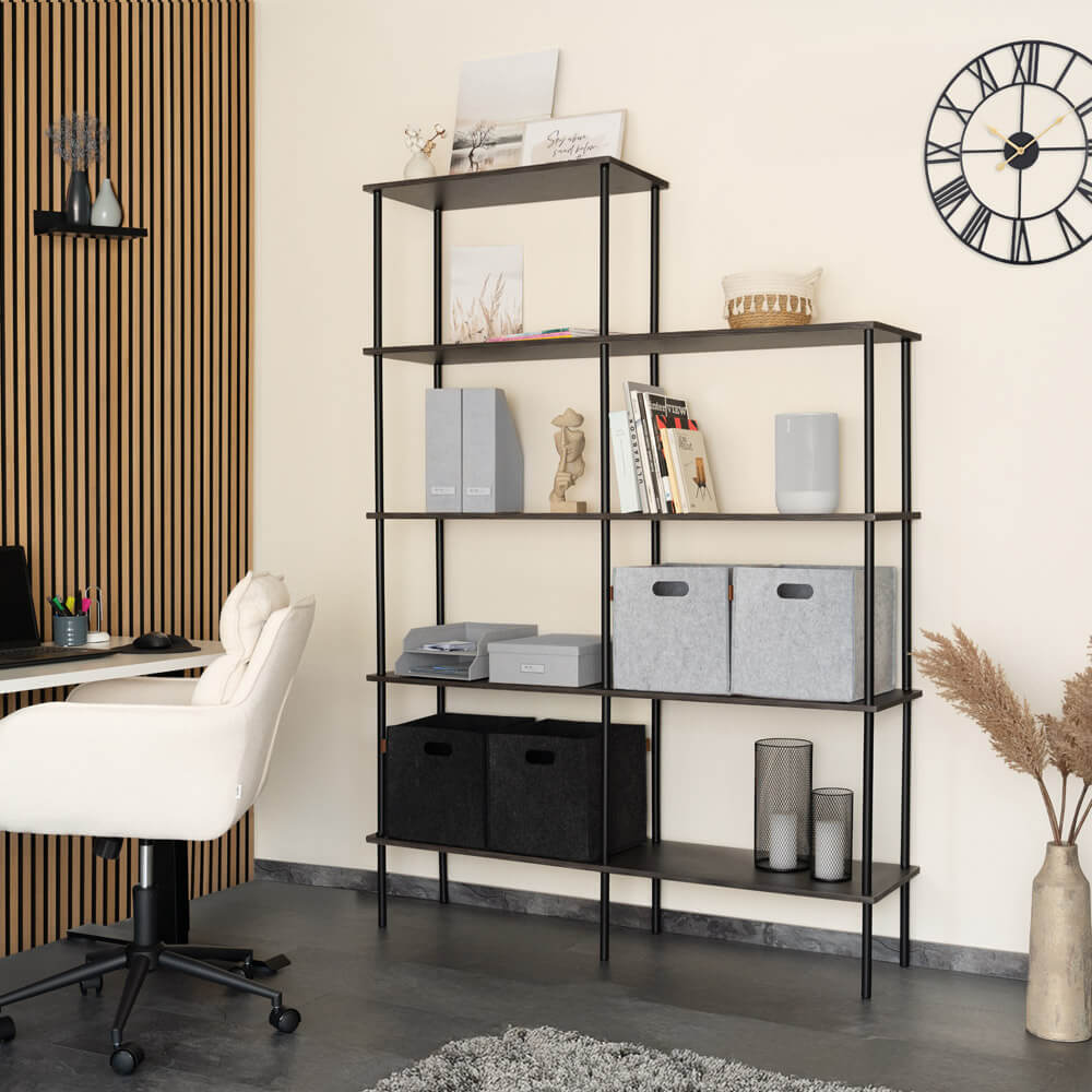 Regal INDU Dark Oak - (L x B x H): 140 x 35 x 196 cm