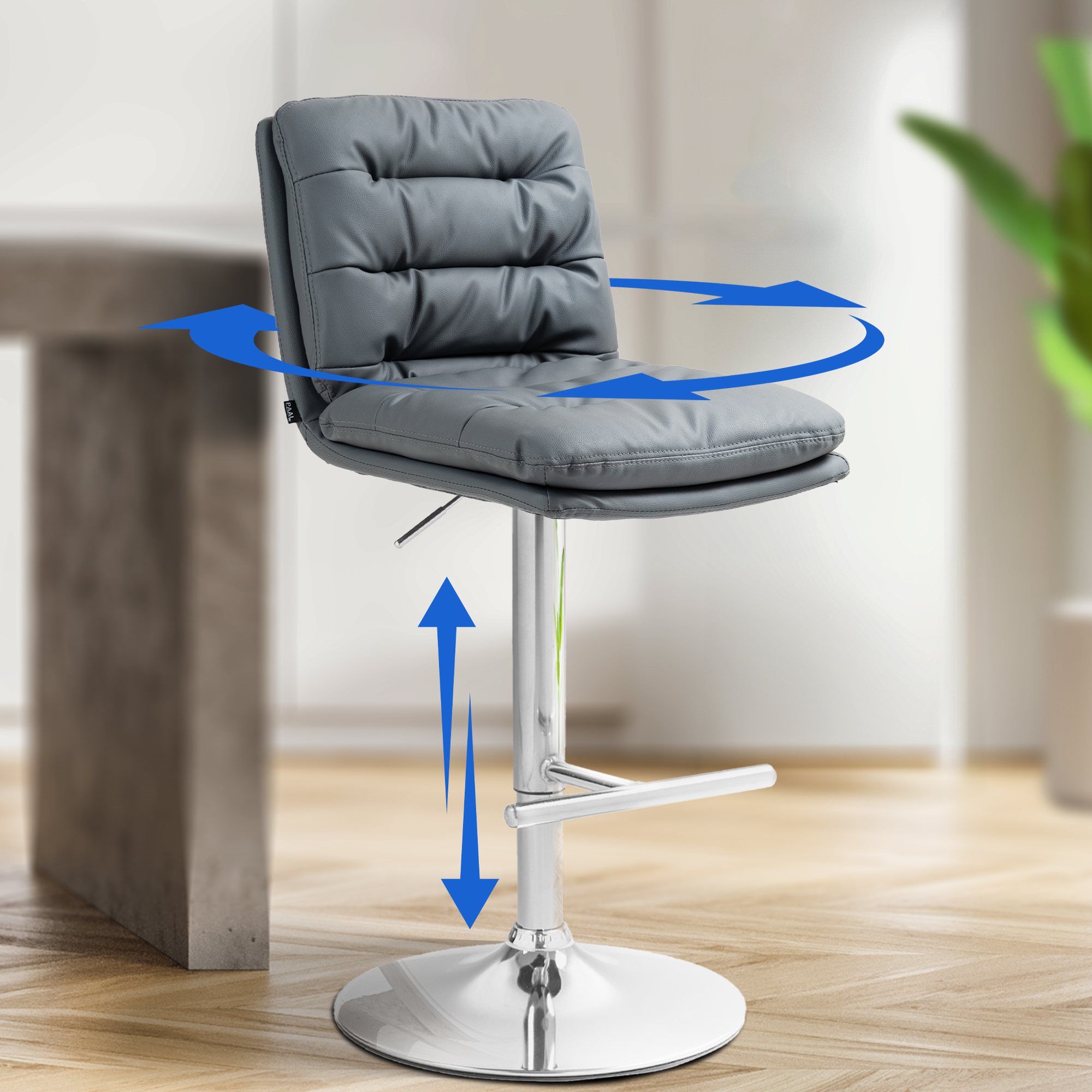 Barhocker Damar Kunstleder chrom, grau