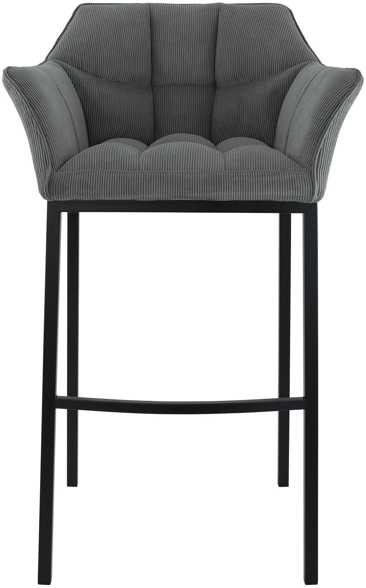 Barhocker Damaso B Cord mit 4-Fuß Gestell, grau