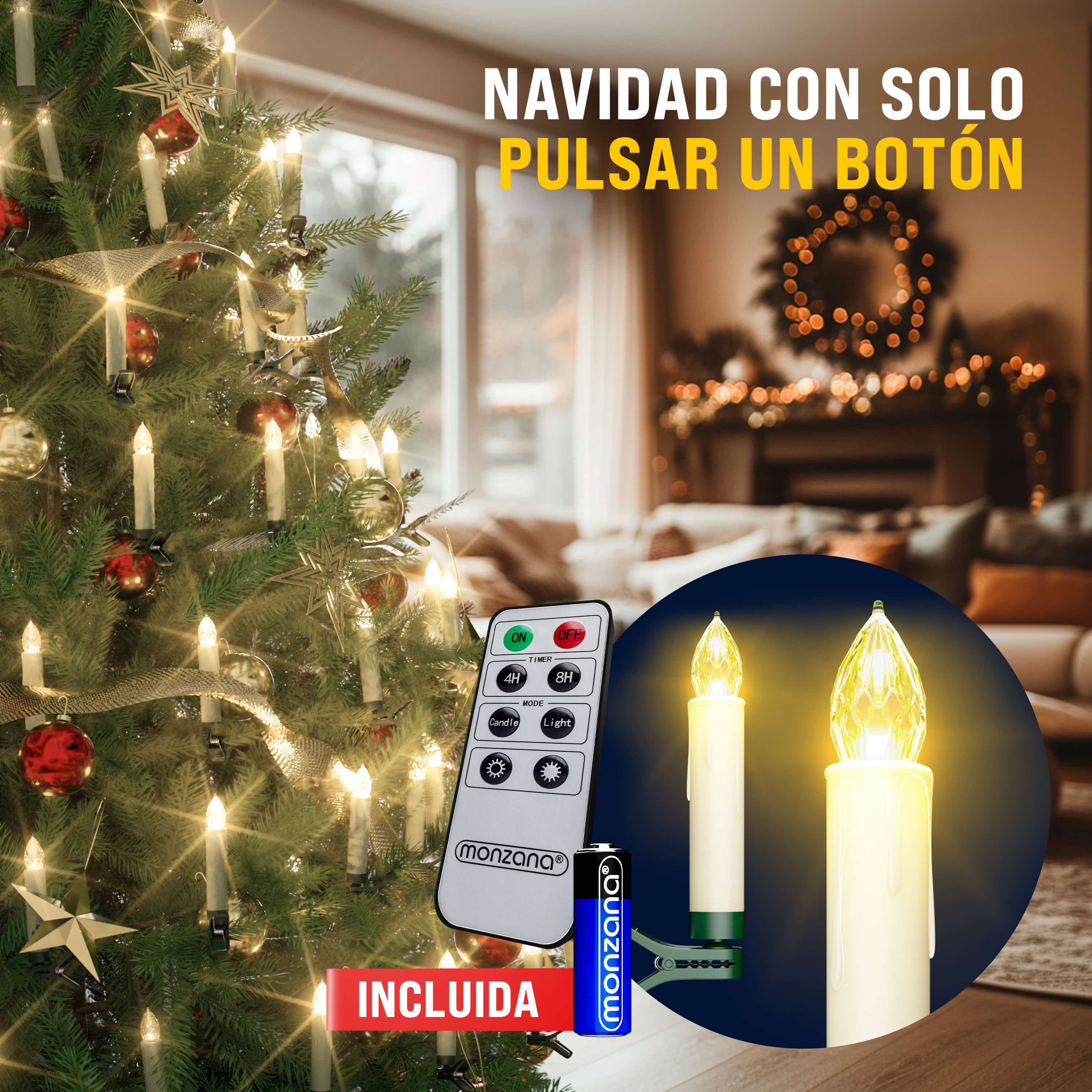 Kabellose Weihnachtsbaumkerzen LED 40er-Set Warmweiß mit Batterien + Fernbedienung
