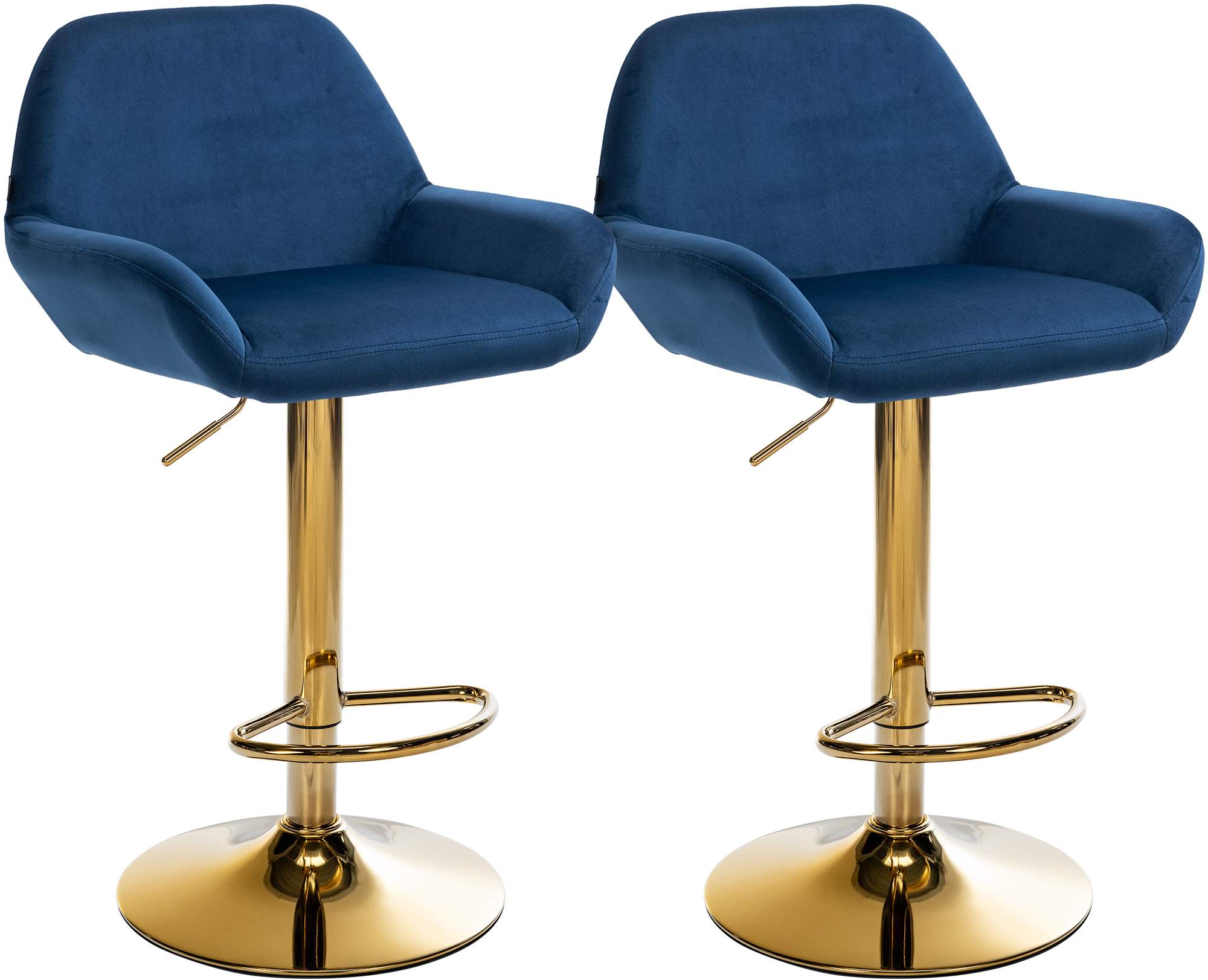 2er Set Barhocker Braga Gold Samt, blau