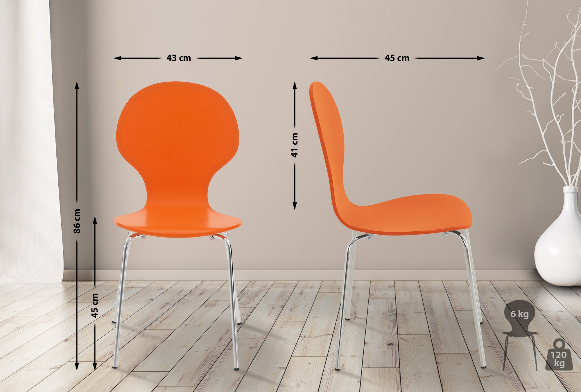 Besucherstuhl Diego, orange