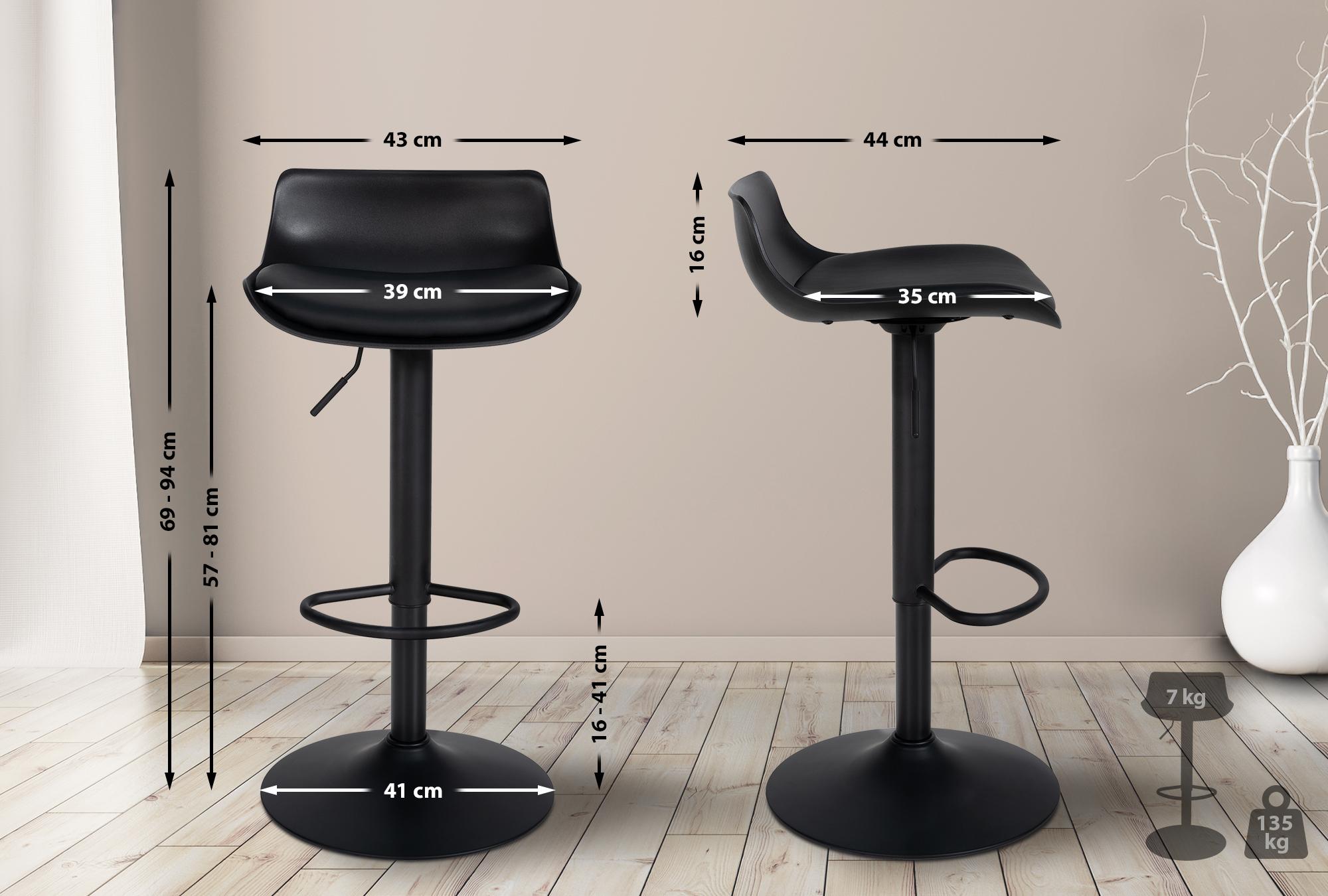 4er Set Barhocker Aveiro Kunstleder, schwarz