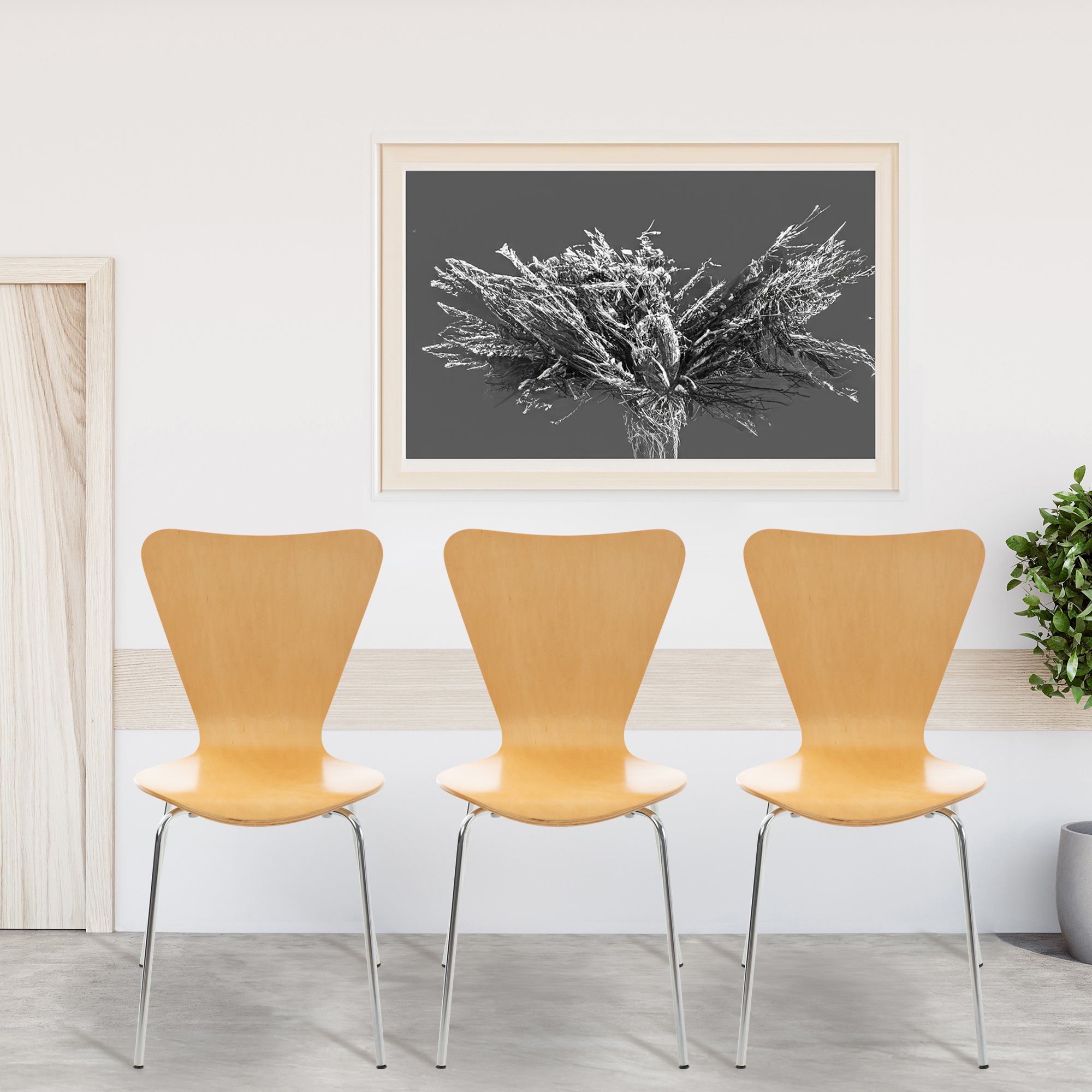 4er Set Besucherstuhl Calisto, natura