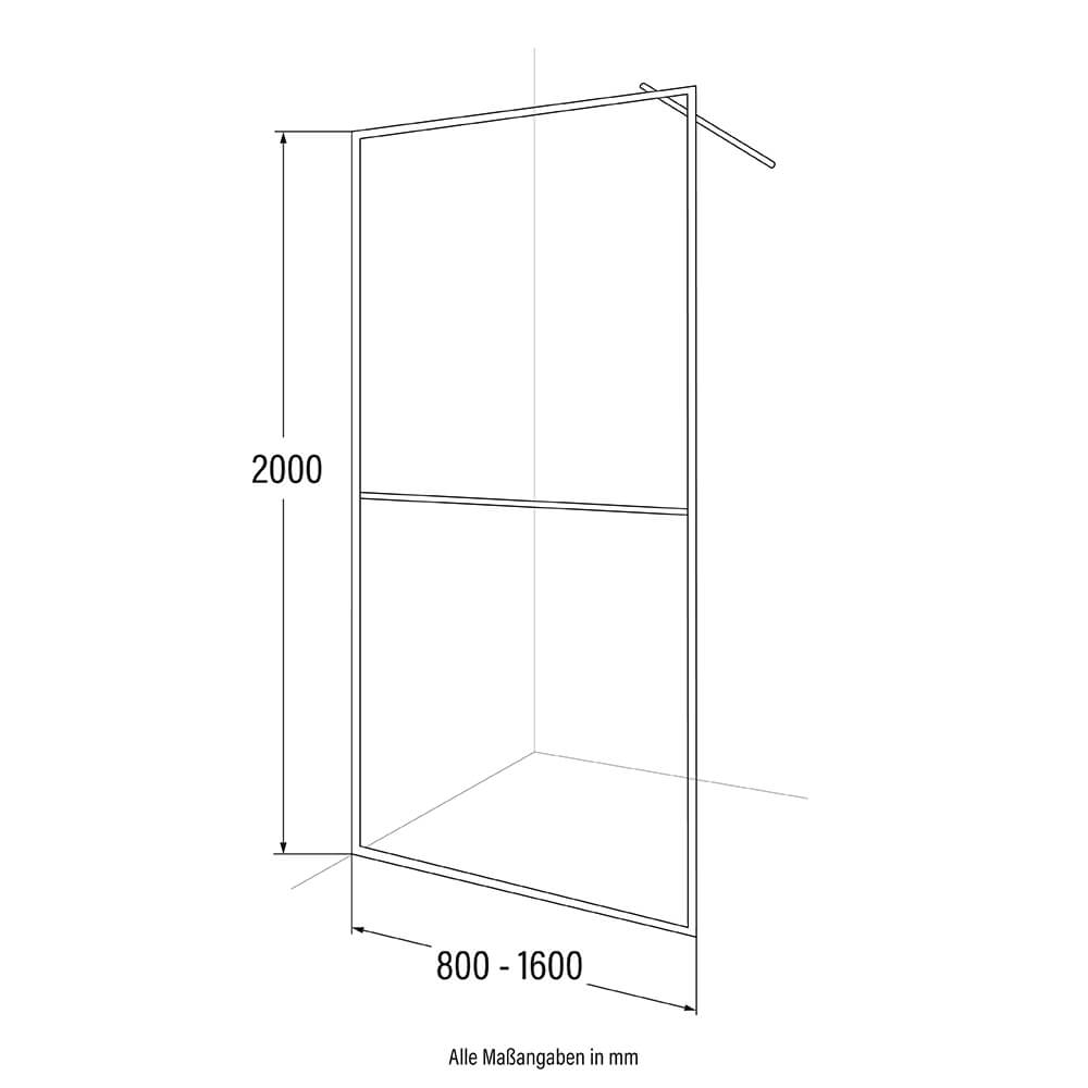 Duschabtrennung ESG-Glas BAKI - 130 x 200 cm Schwarz 2 Raster