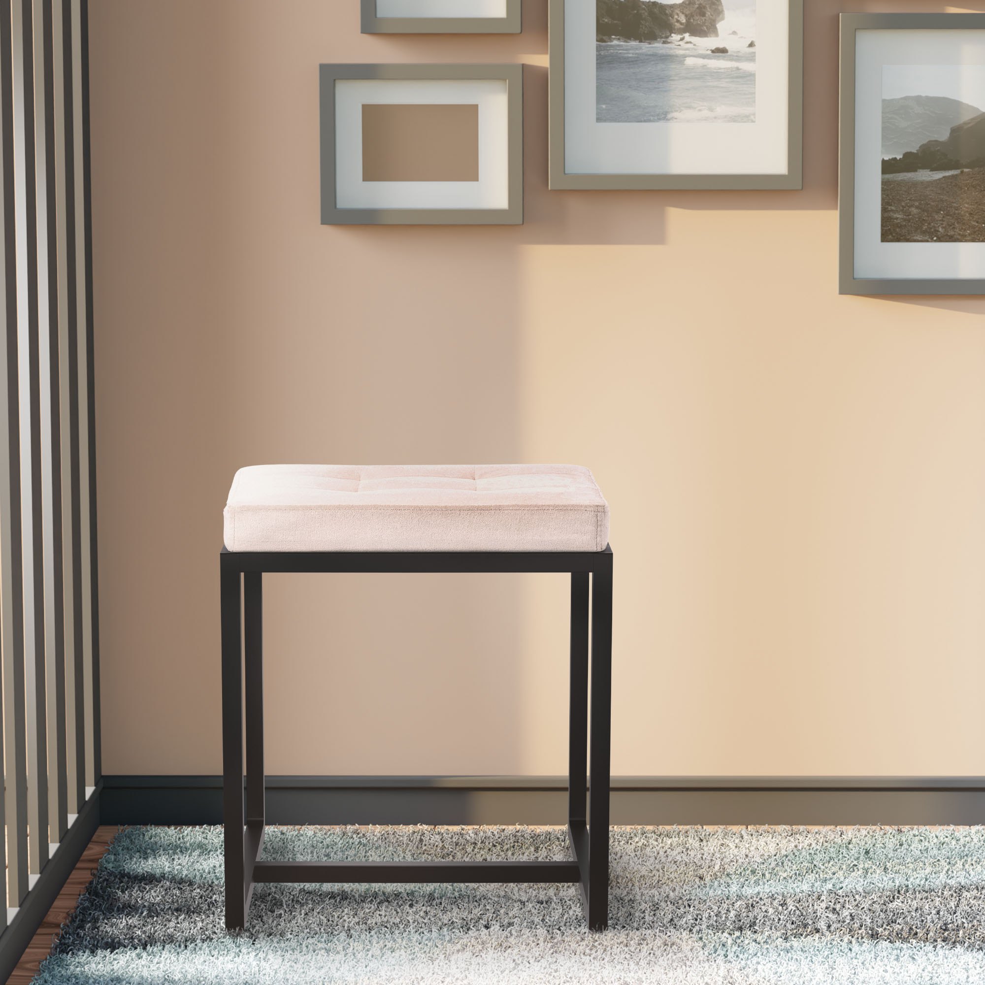 Sitzhocker Barci B Samt, creme