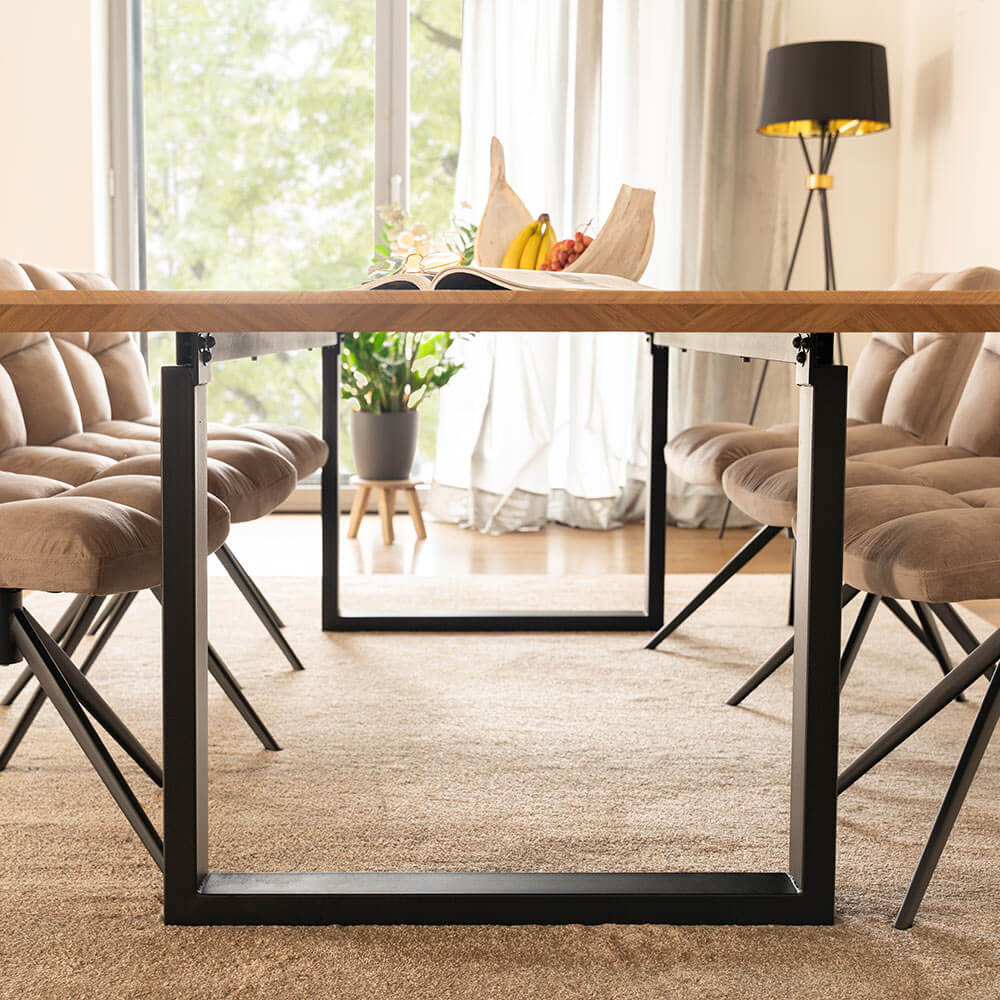 Esstisch Eckig AVENCIA inkl. U-Fuß - 240 x 120 cm Fishbone Oak