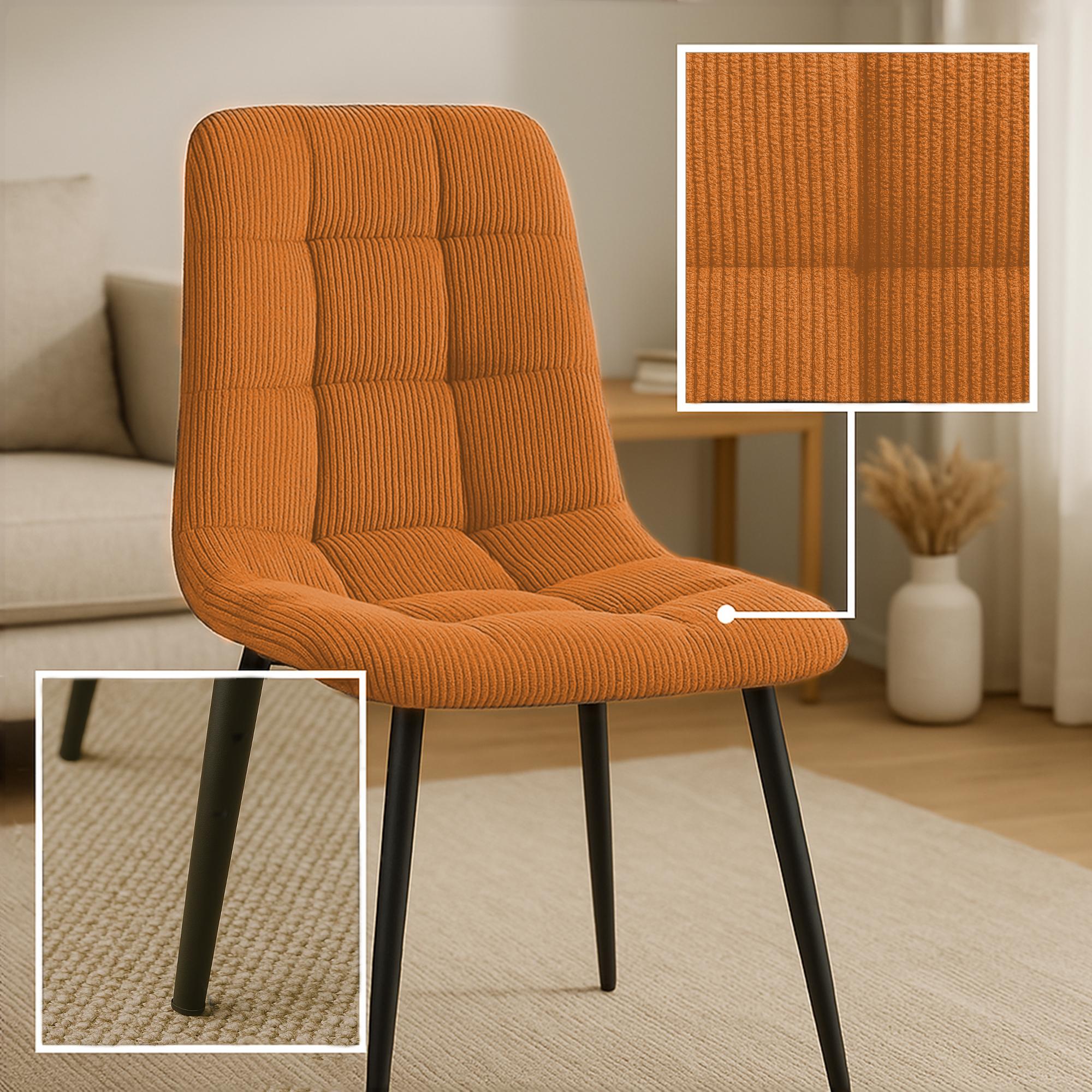 4er Set Esszimmerstuhl Tilde Cord, orange