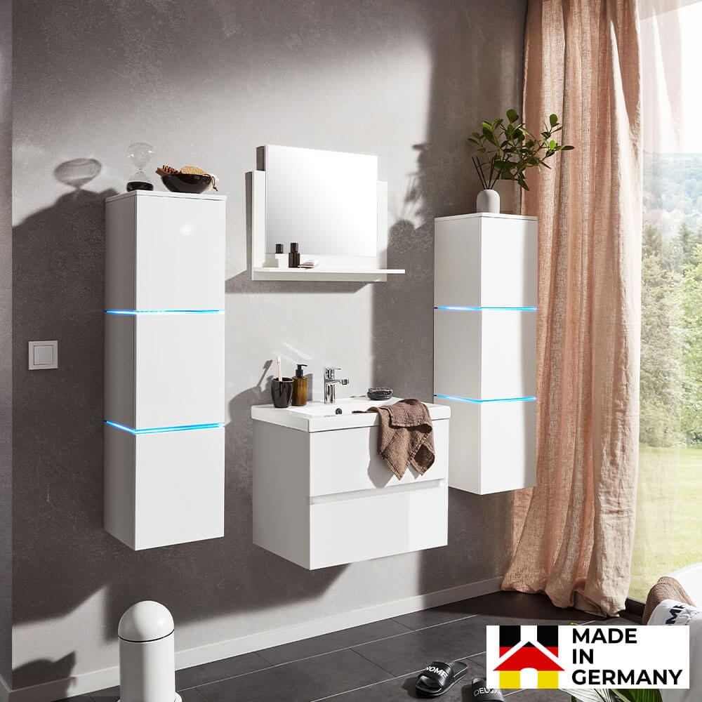 Badmöbel Komplettset WANGEROOGE DELUXE XL - Weiß Made in Germany