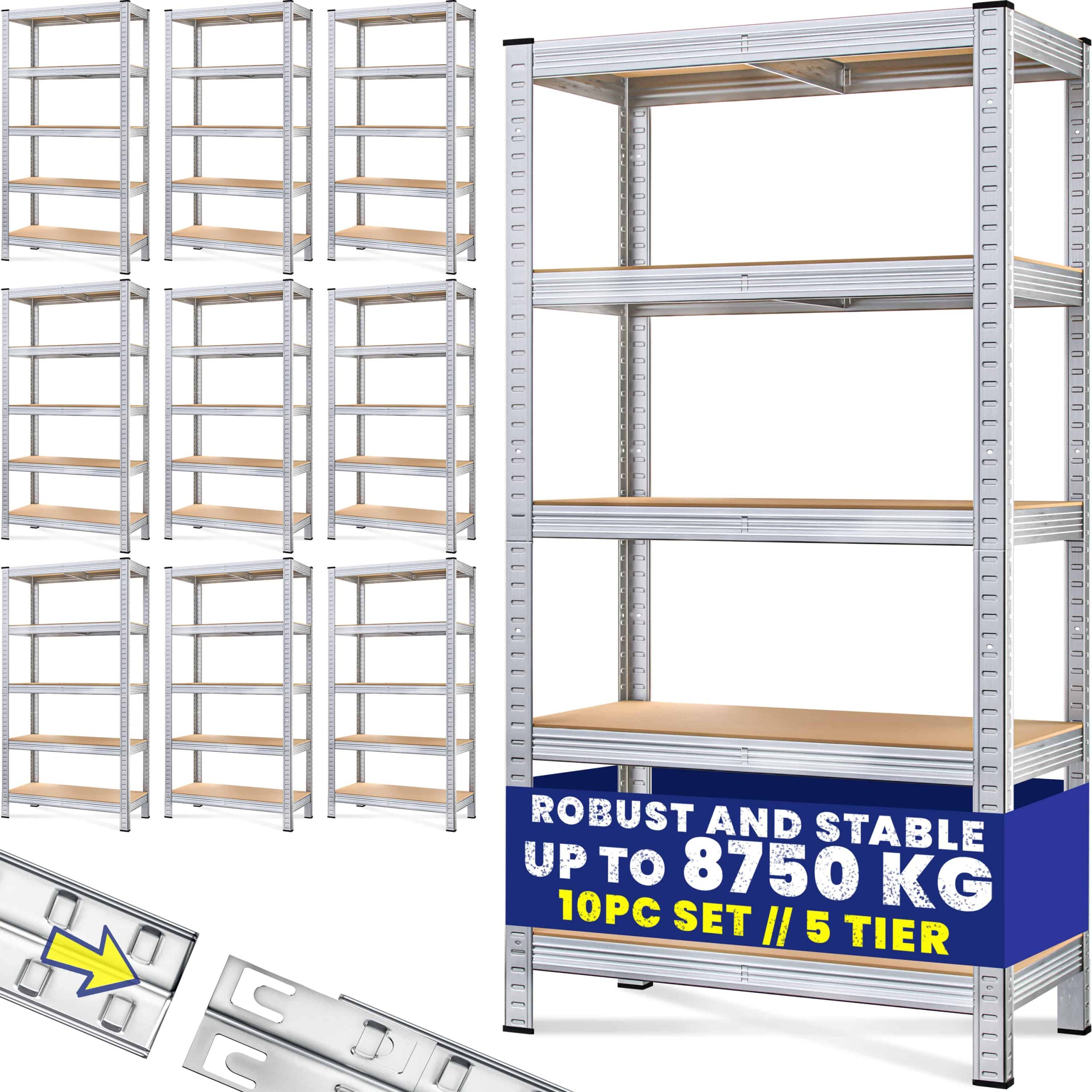 Schwerlastregal 10er-Set 180x90x40cm verzinkt 875kg