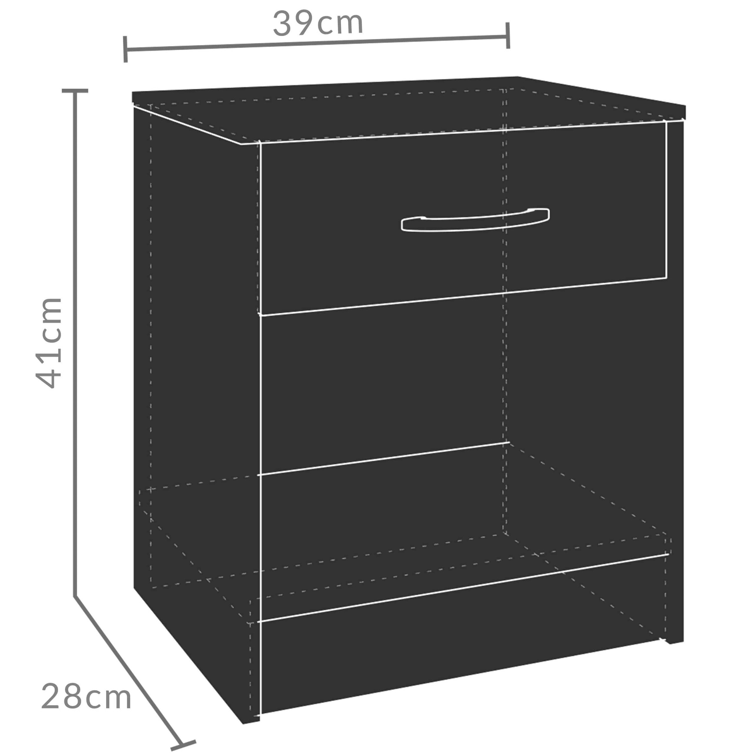 Nachttisch Kiel 2er-Set Anthrazit 41x39x28cm
