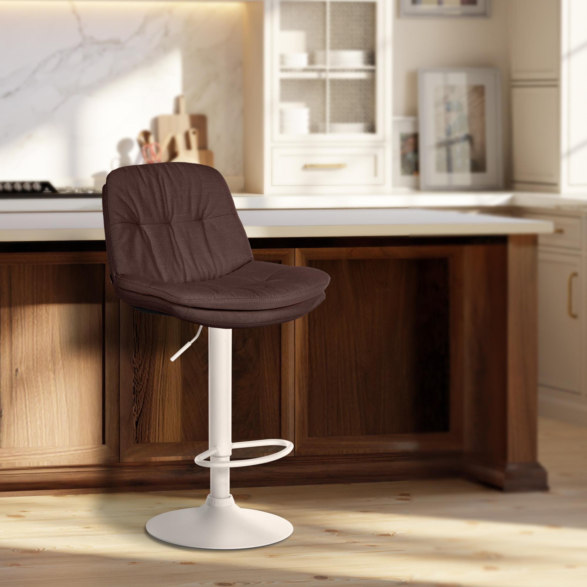 Barhocker Laurel Stoff weiß, braun