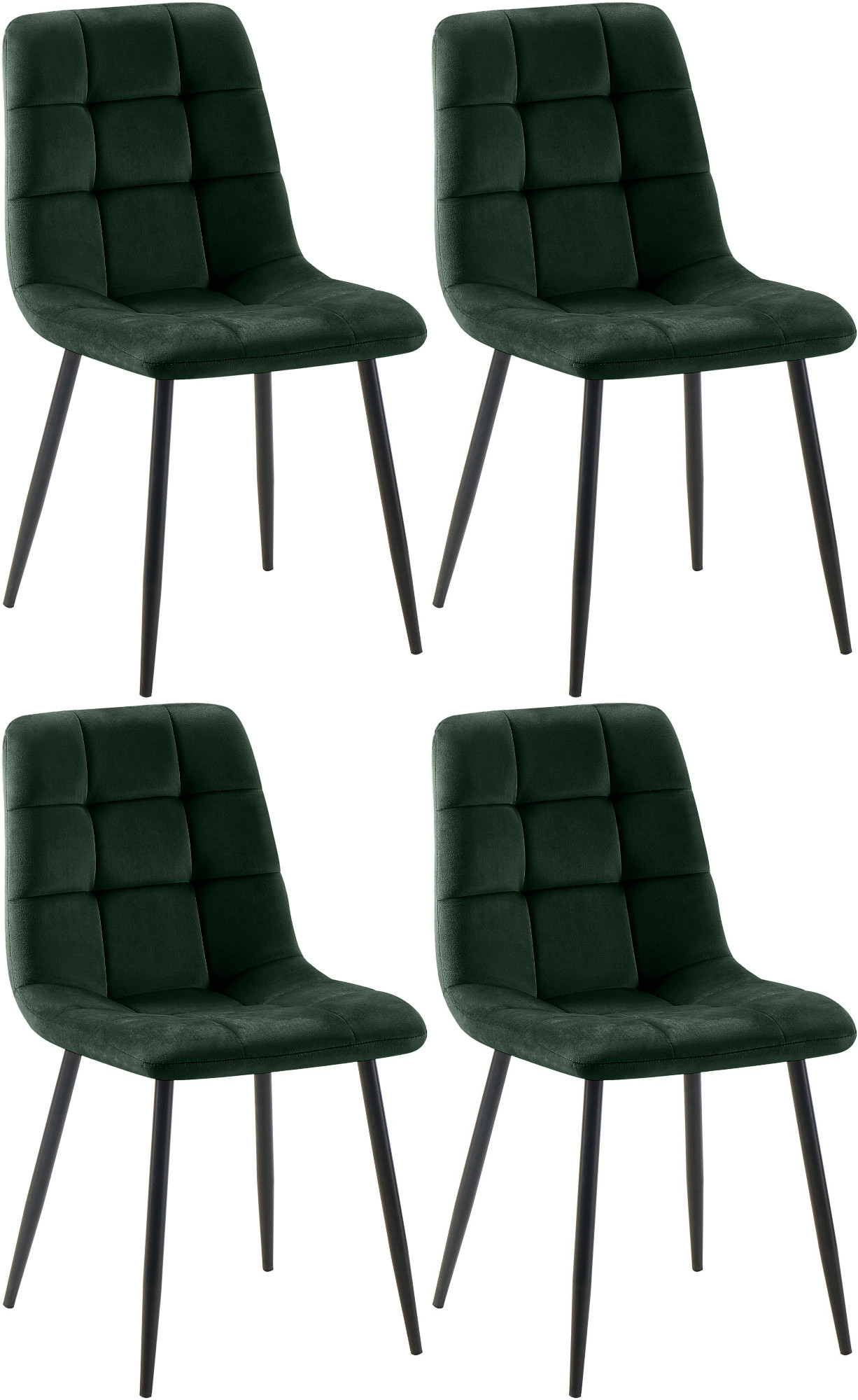 4er Set Esszimmerstuhl Tilde Samt, grün