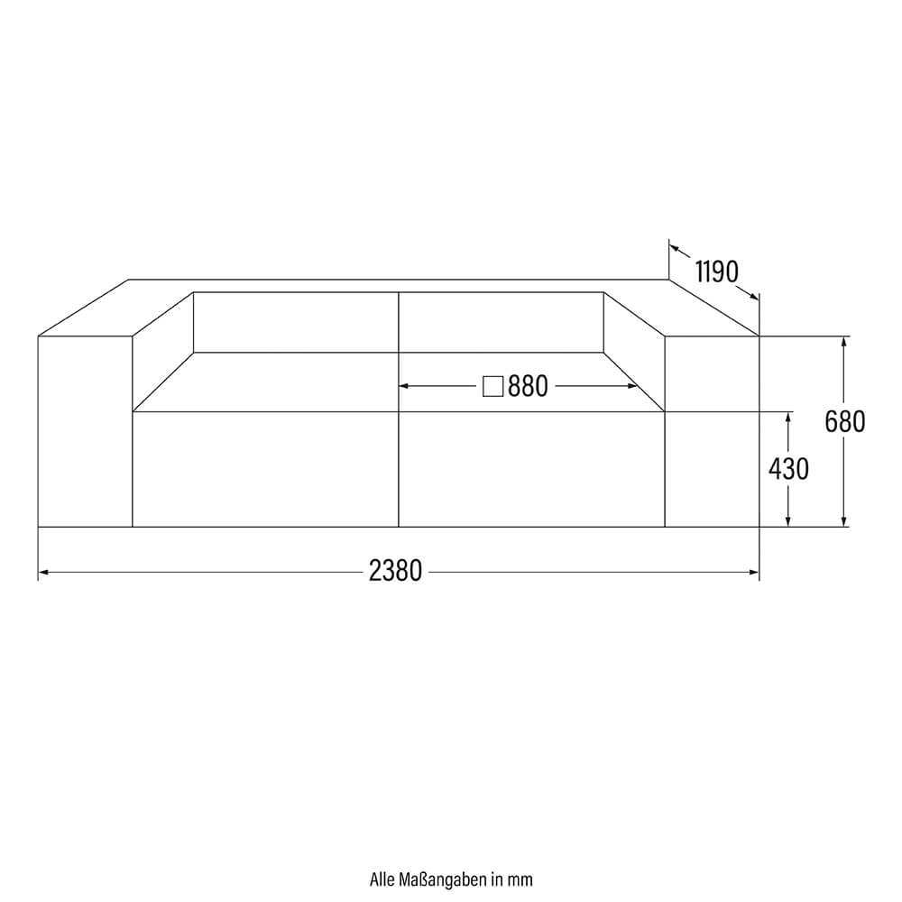 Modulares Sofa VERONA S - 240 x 120 cm Hellgrau
