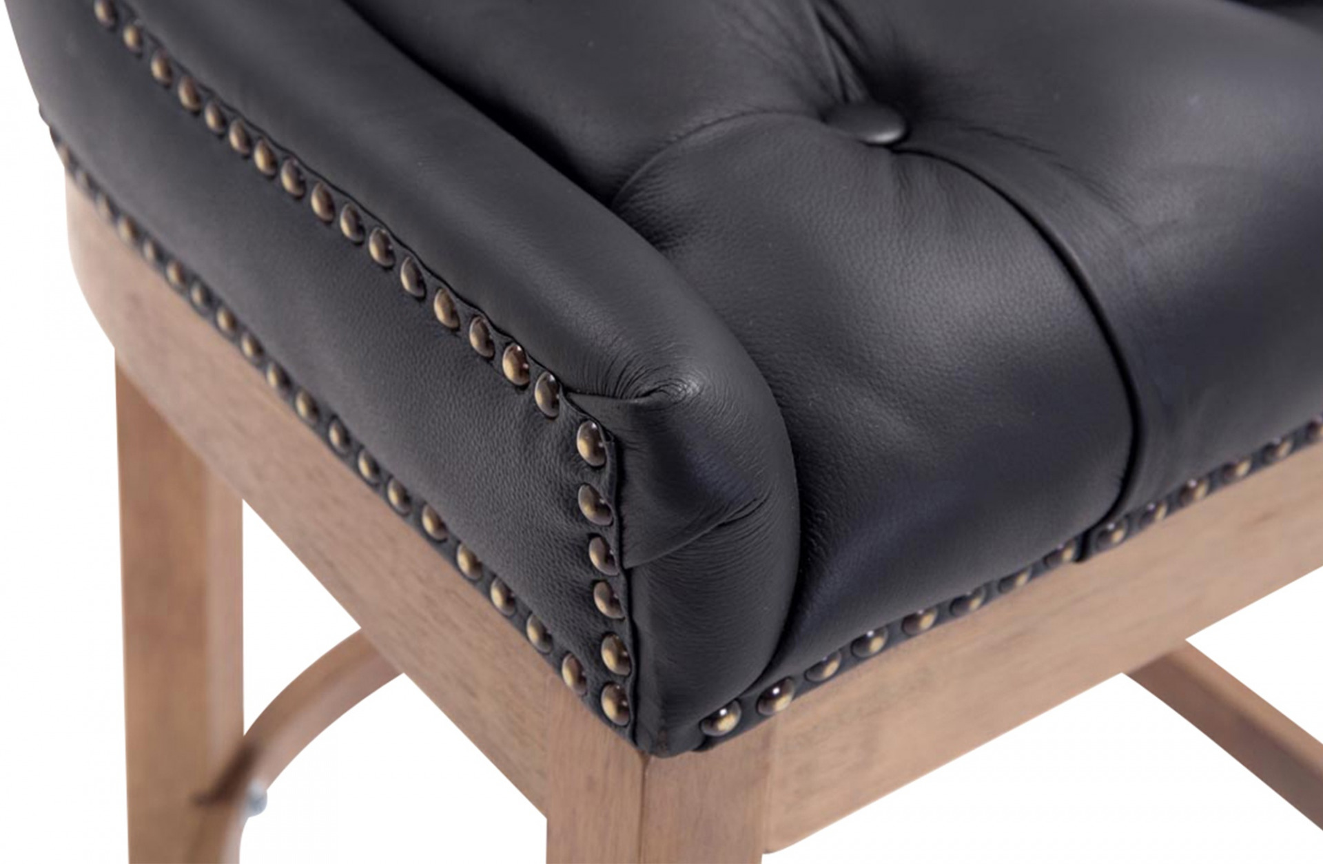 Barhocker Lakewood Echtleder, Antik-hell, schwarz