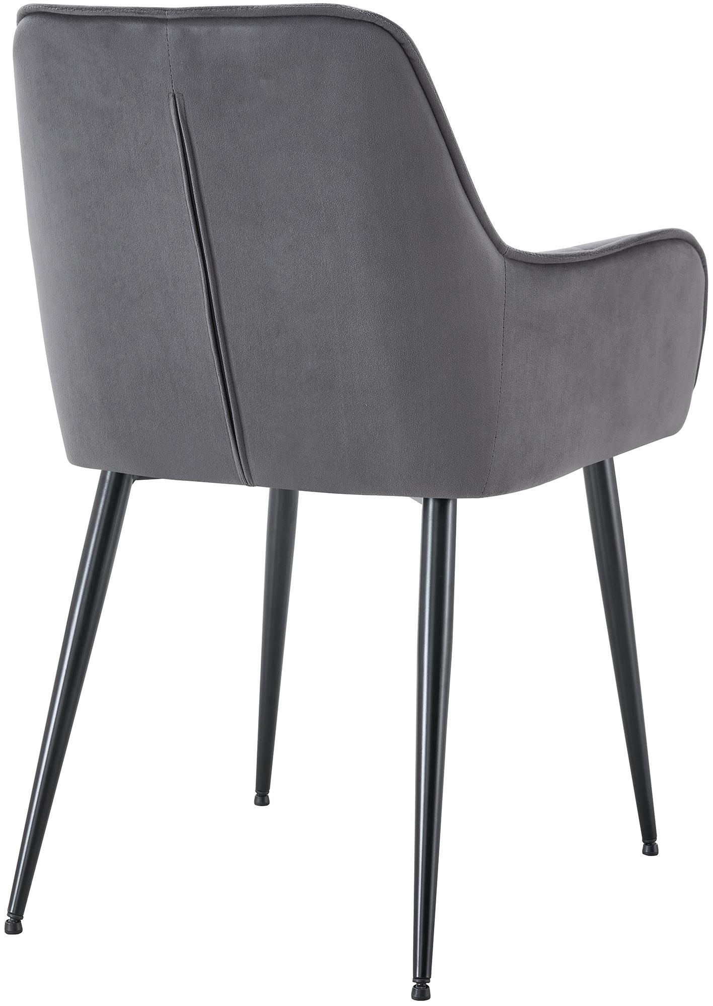 2er Set Esszimmerstuhl Ferndale Samt, dunkelgrau