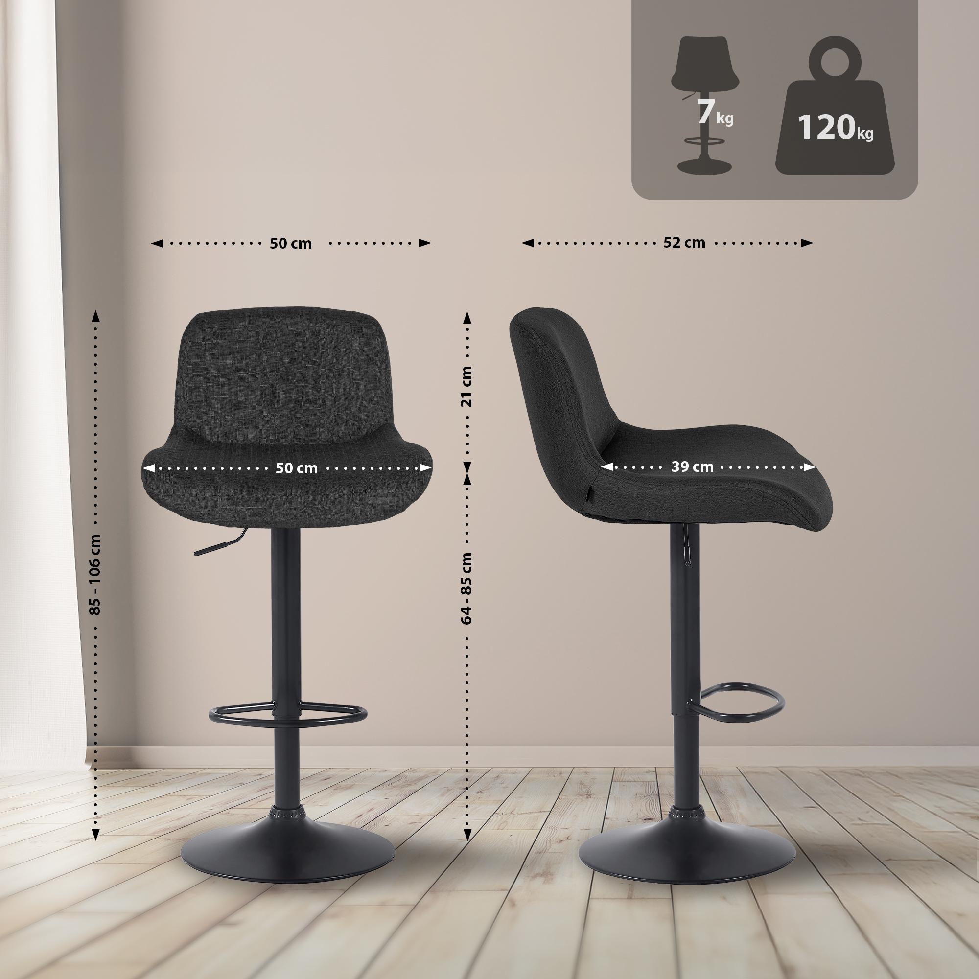 Barhocker Solon Schwarz Stoff, schwarz