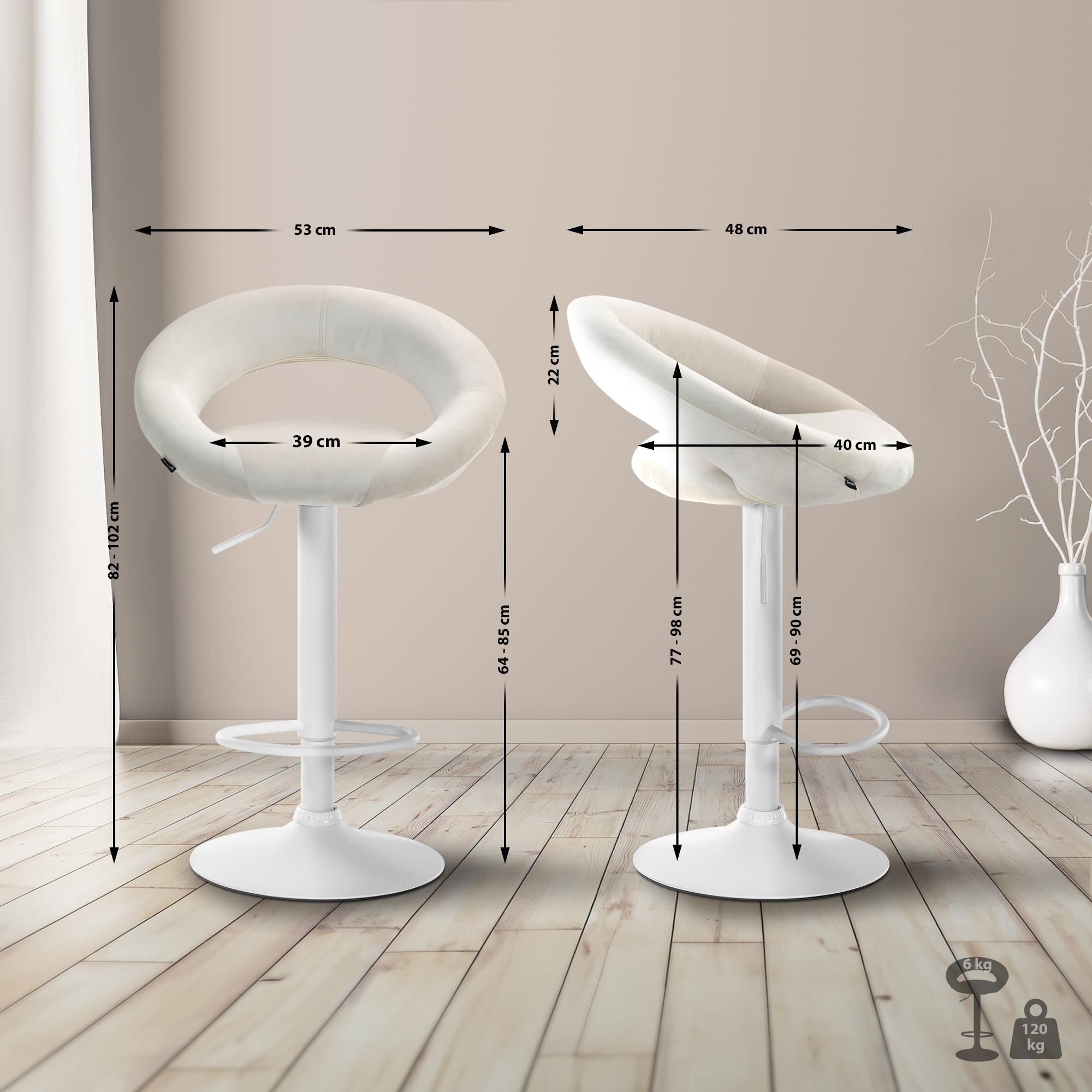Barhocker Olinda Samt weiß, creme