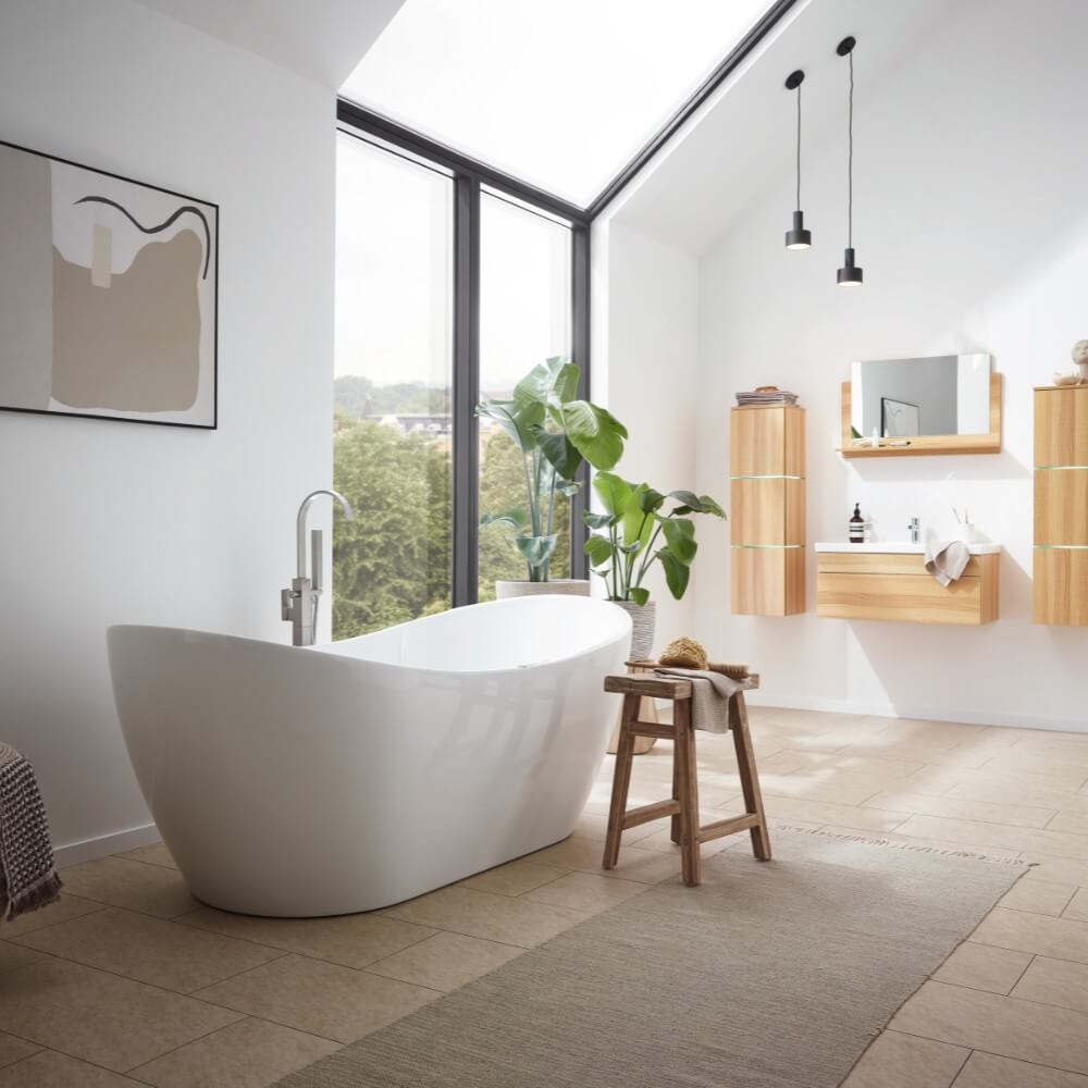 Freistehende Badewanne mit Whirlpoolfunktion OVALO PLUS - 180 x 90 cm