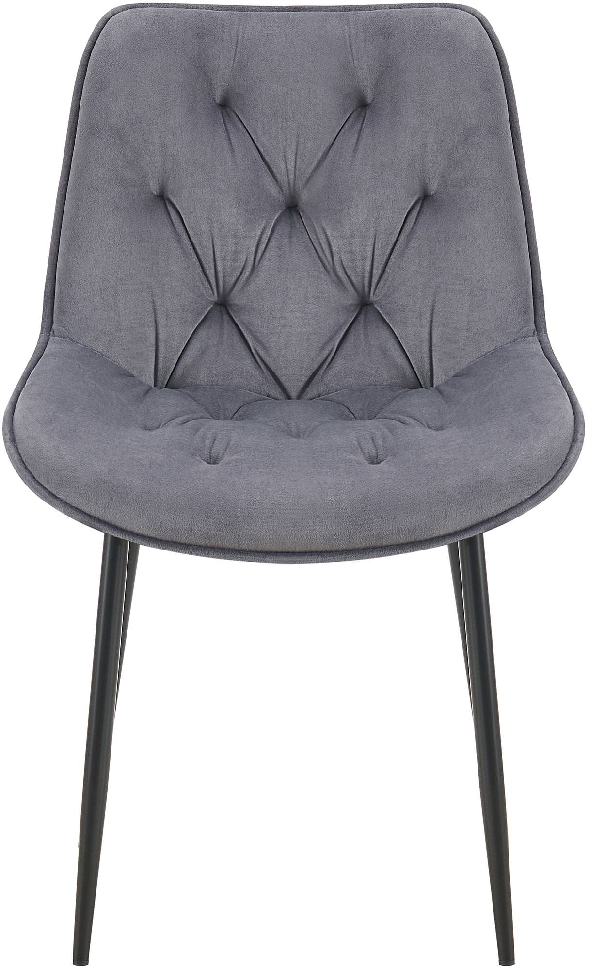 2er Set Esszimmerstuhl Wallace Samt, dunkelgrau