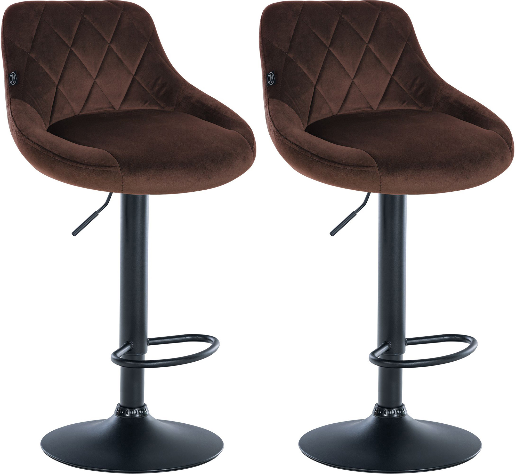 2er Set Barhocker Lazio Samt schwarz, braun