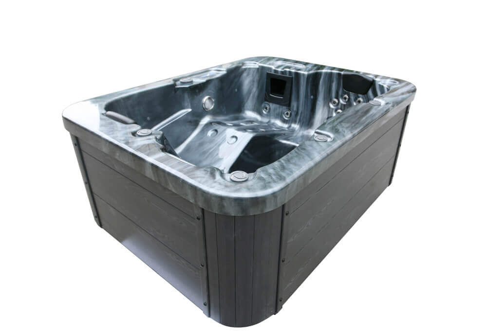 Outdoor Whirlpool BLACK MARBLE - Mit Treppe und Thermoabdeckung