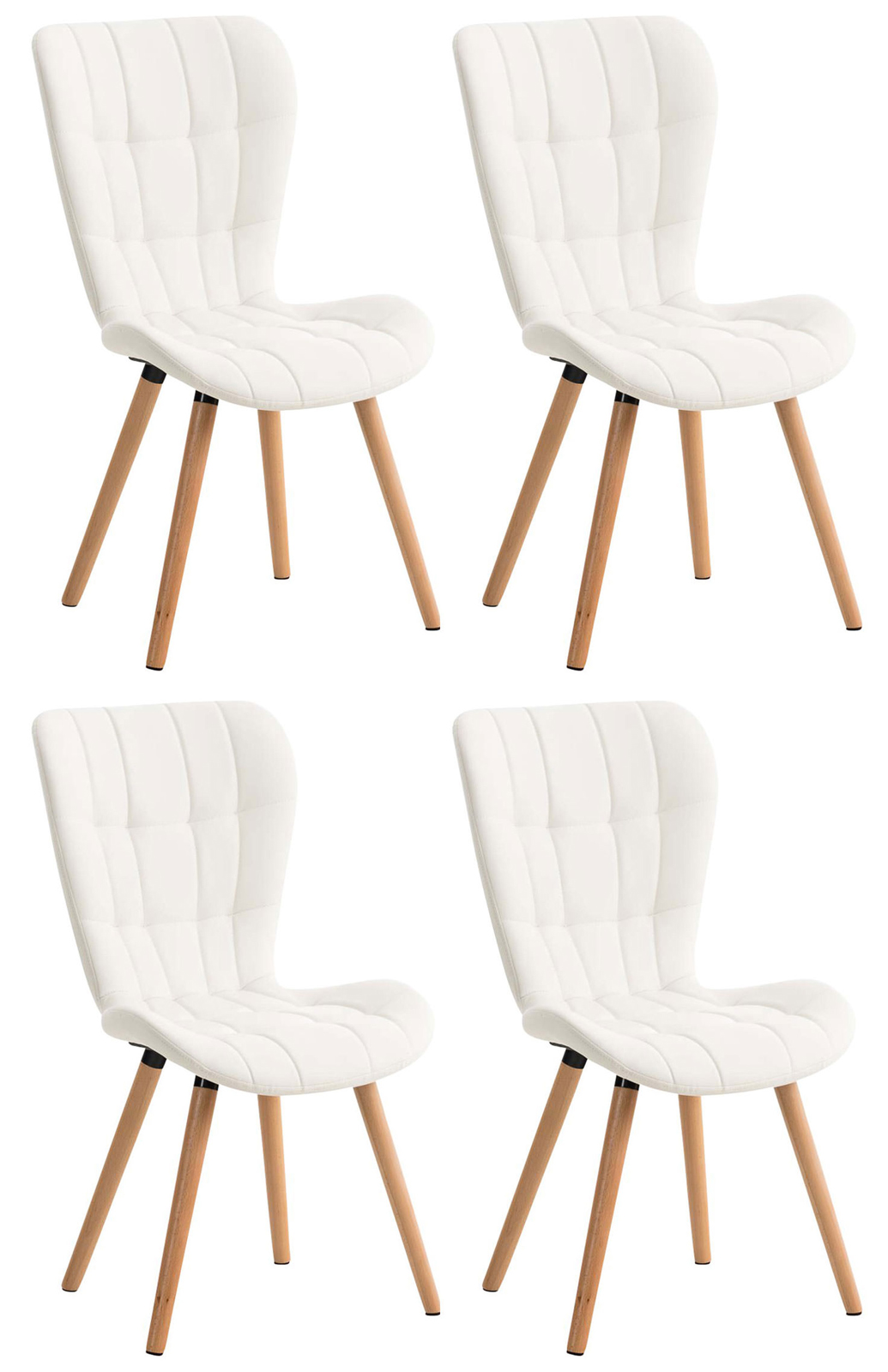 4er Set Esszimmerstuhl Elda Kunstleder, weiß
