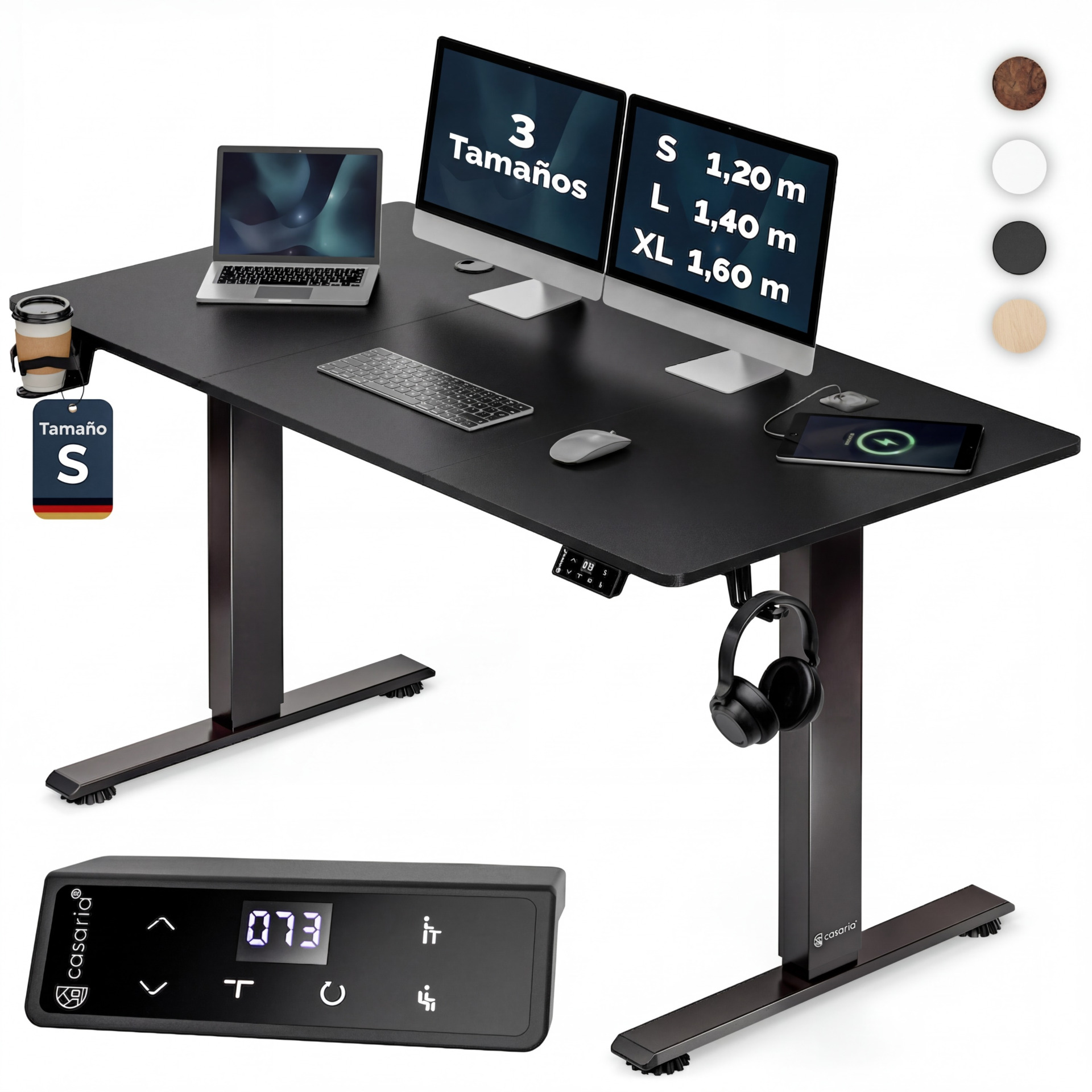 Höhenverstellbarer Schreibtisch Schwarz (Carbon-Optik) 120x60x72-117cm