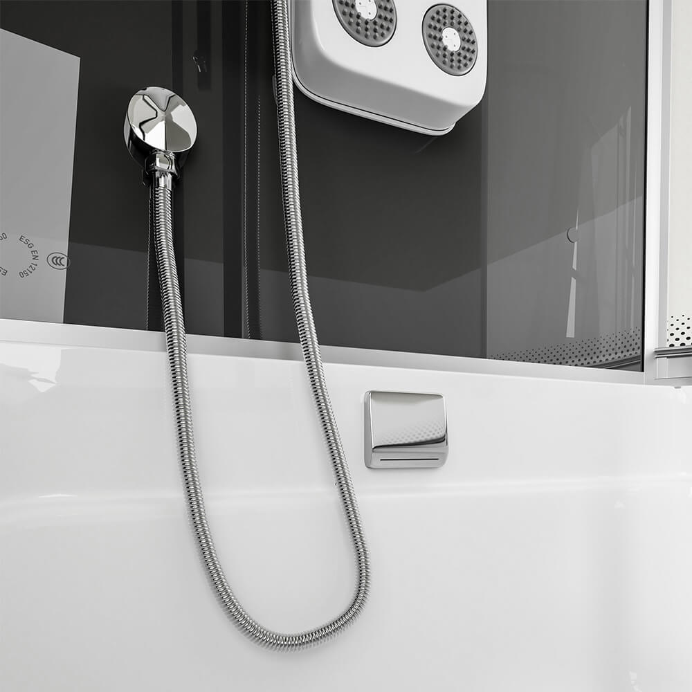 Duschkabine mit Badewanne ALLIN 2IN1 - 170 x 90 Schwarz Rechts