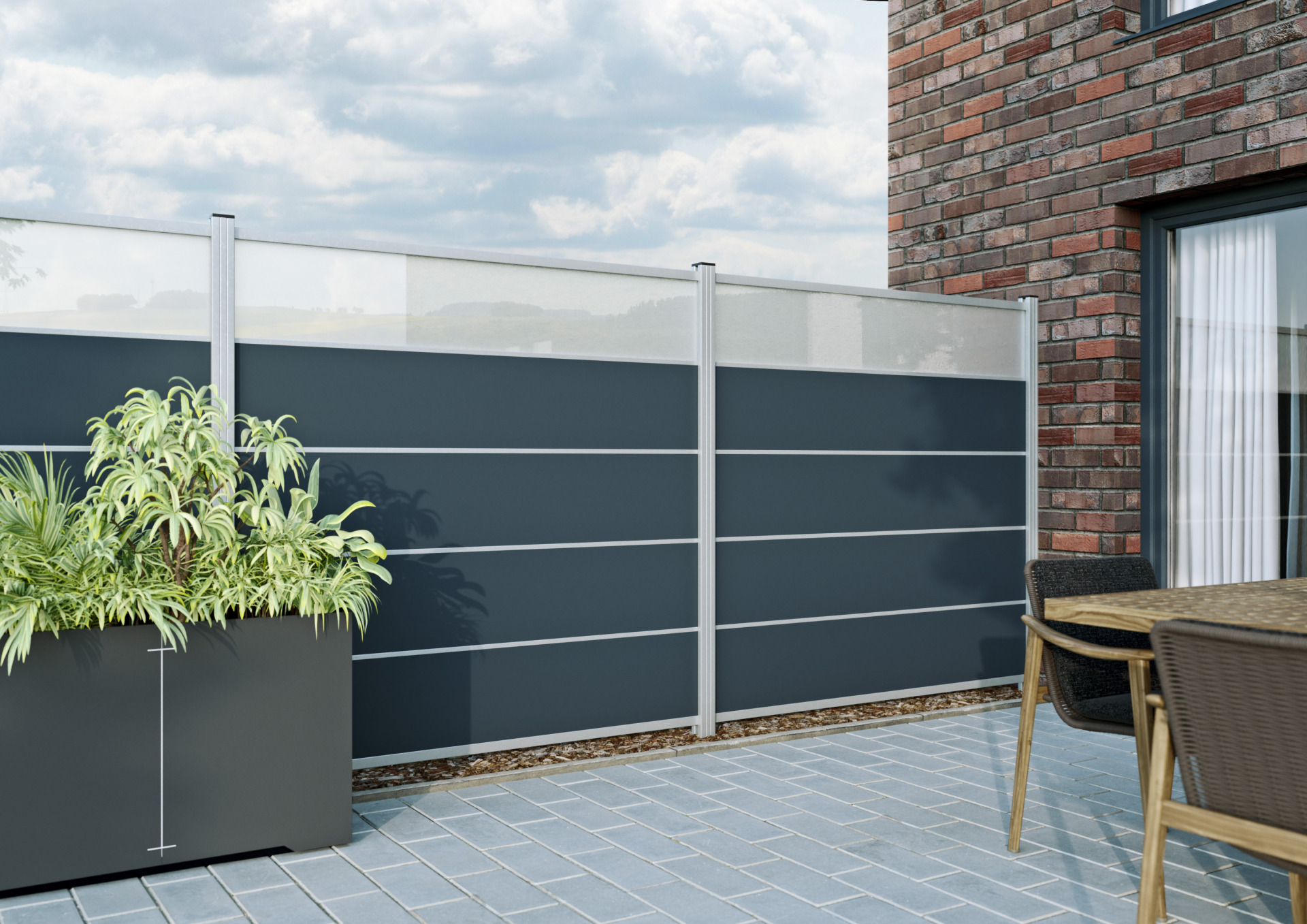 FARÖ-Serie HPL-Steckzaunsystem, Zaunlamelle GLAS, VSG-matt, 6 x 329 x 1792 mm