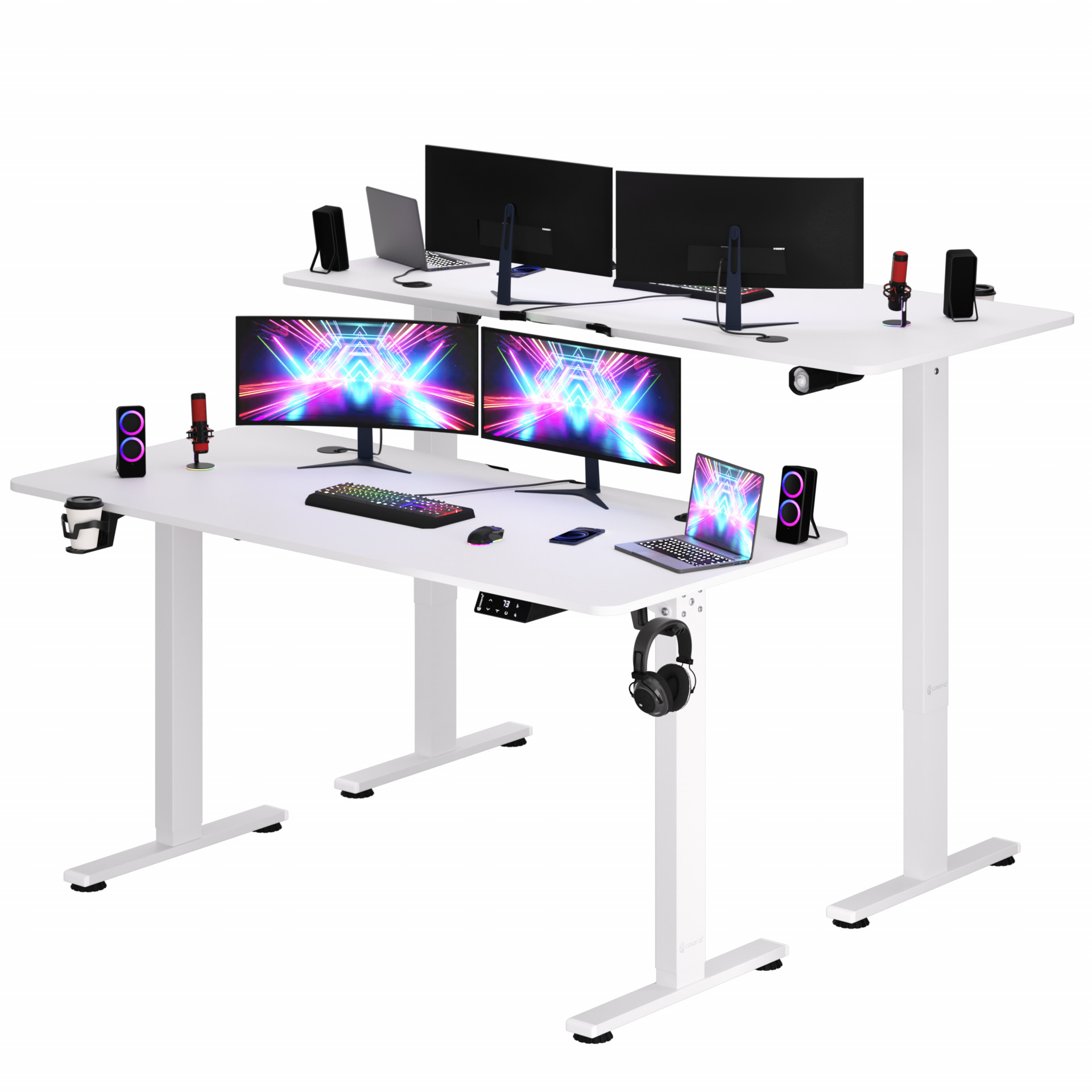 Höhenverstellbarer Schreibtisch Weiß 140x60x73-118cm