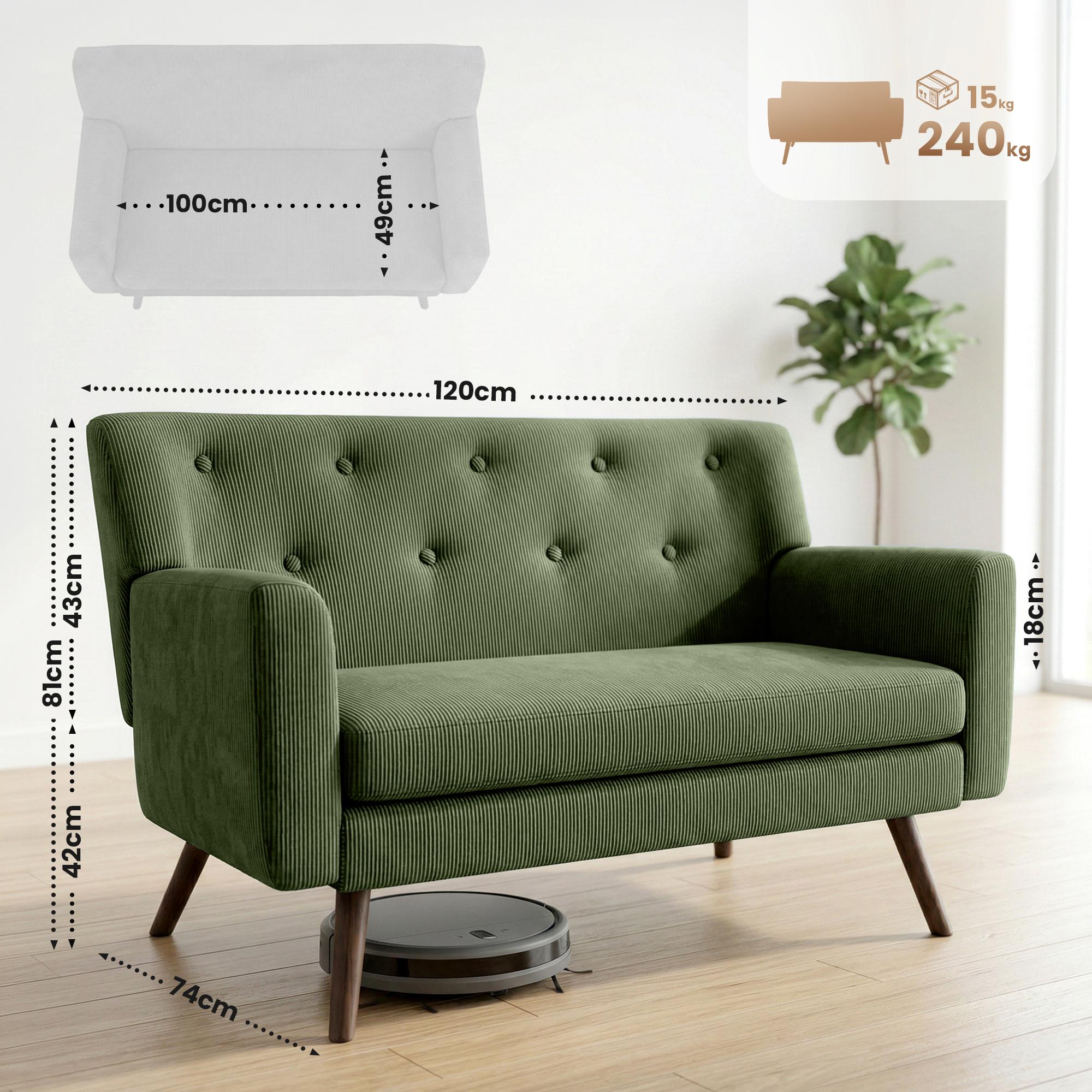 Sofa Kioni Cord, grün