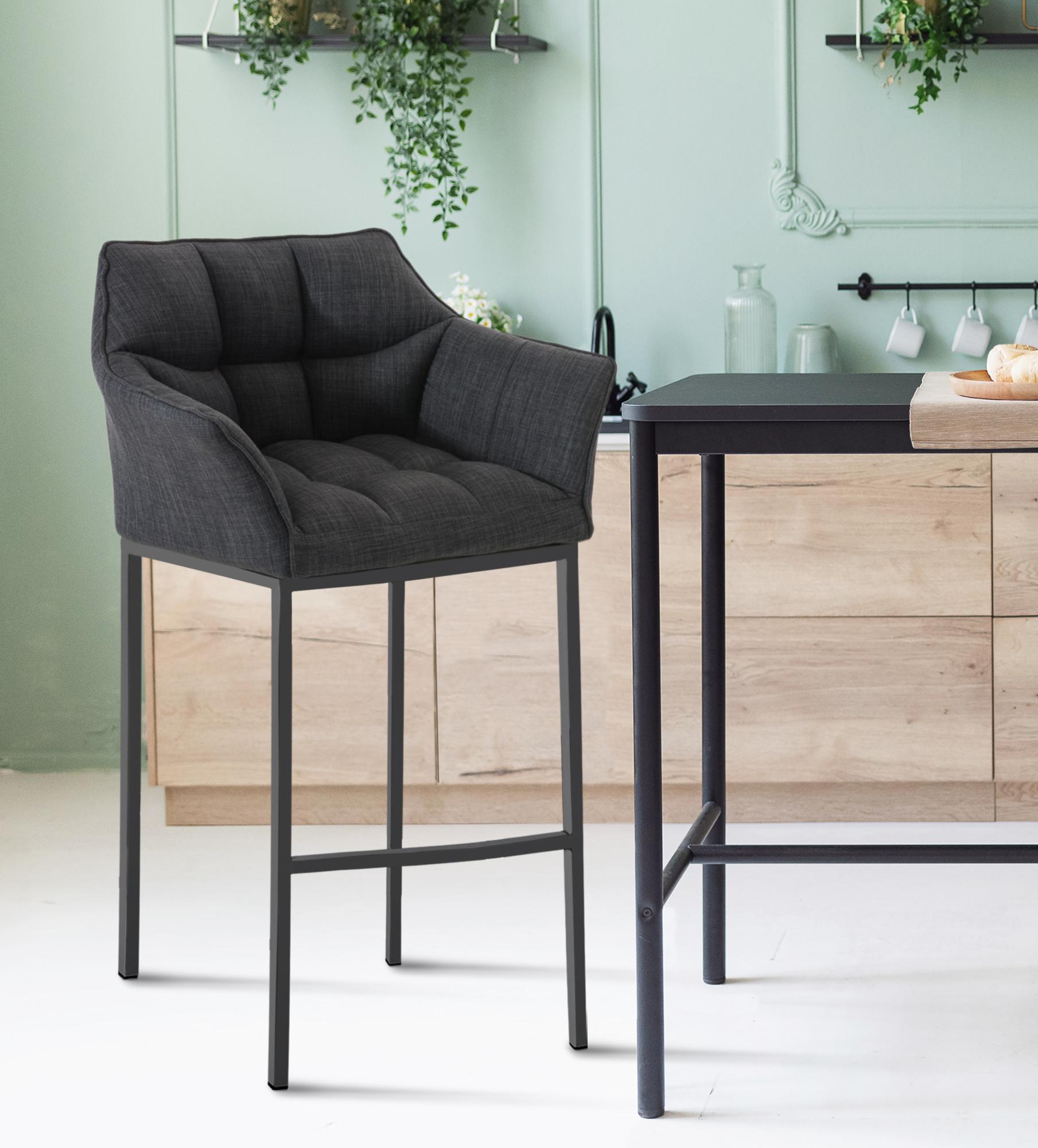 Barhocker Damaso B Stoff mit 4-Fuß Gestell, dunkelgrau
