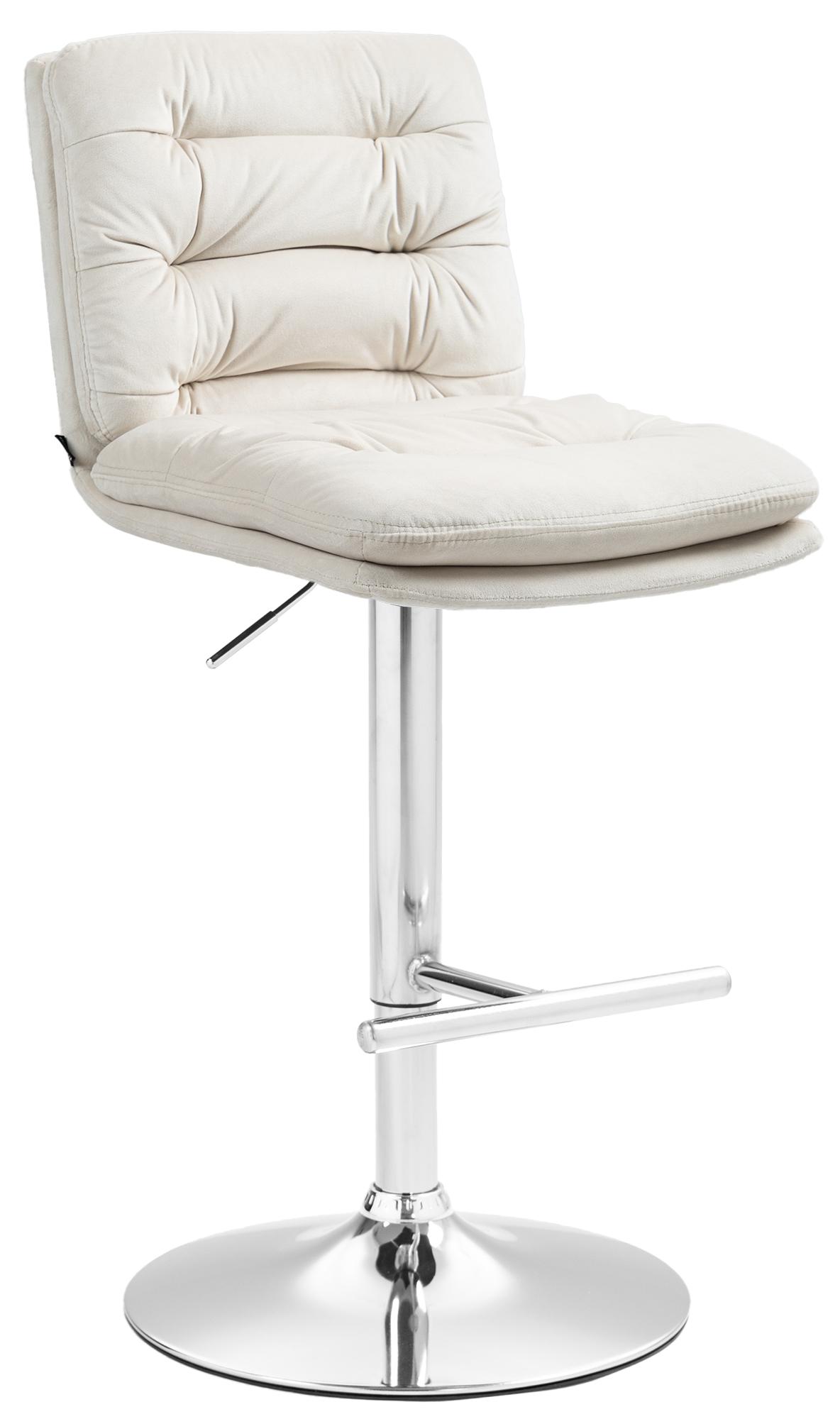 Barhocker Damar Samt chrom, creme